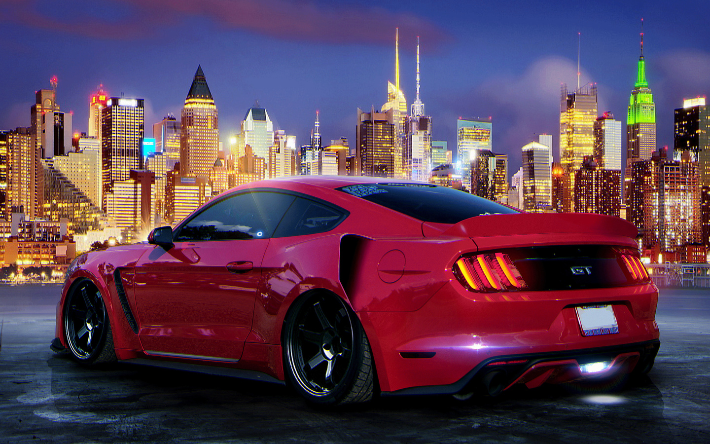 custom, red, mustang