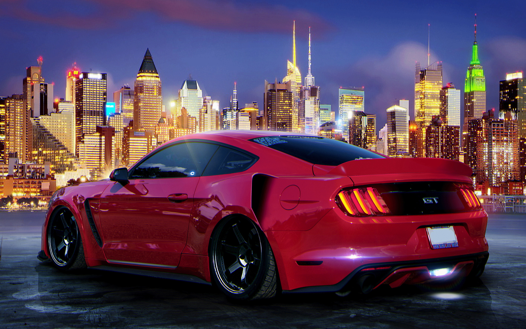 custom, red, mustang