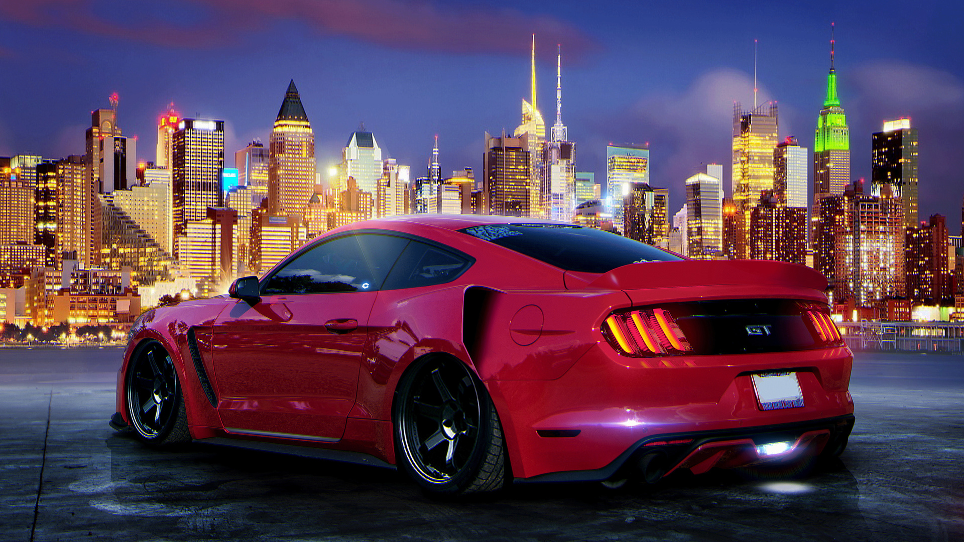 custom, red, mustang