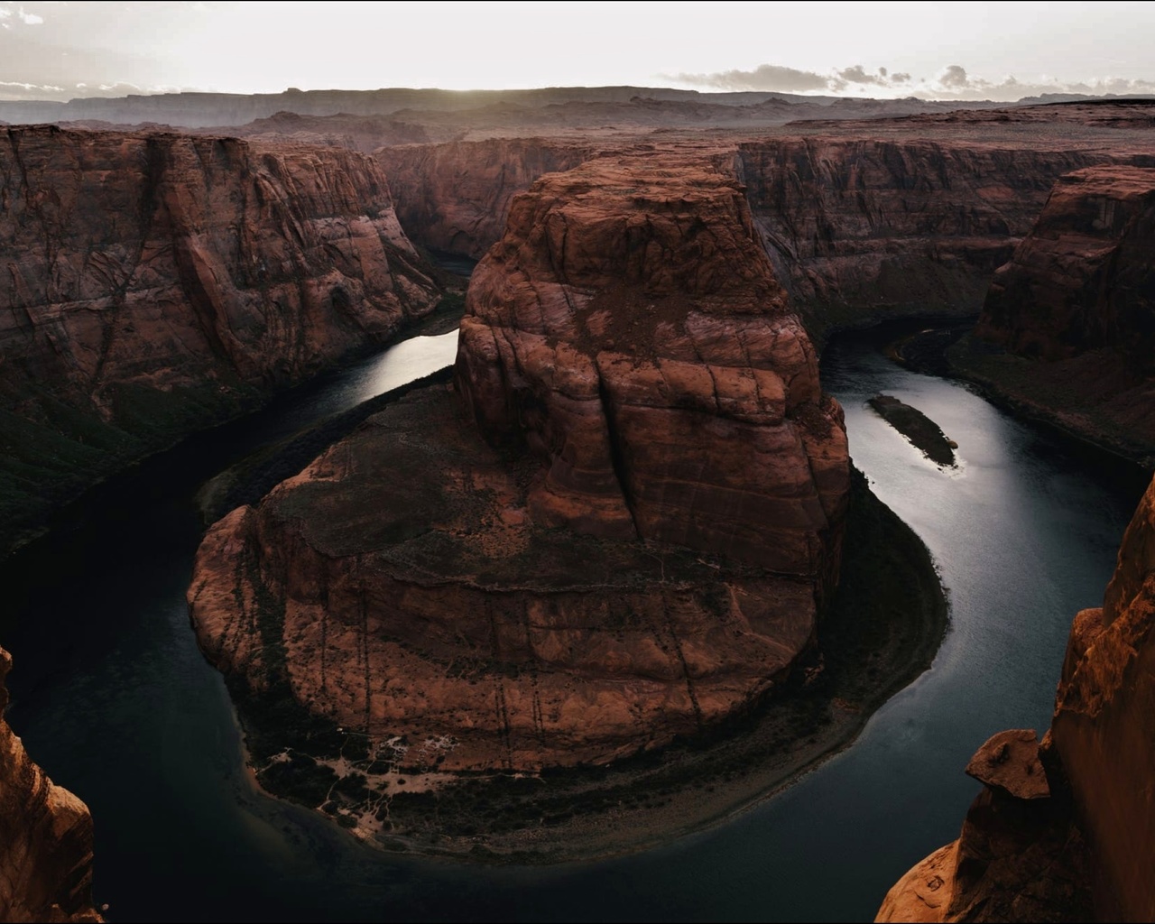 landscape, grand canyon, river, mist