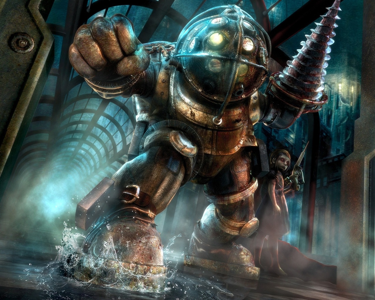 big daddy, bioshock, mythology, little sister, darkness, armour, computer