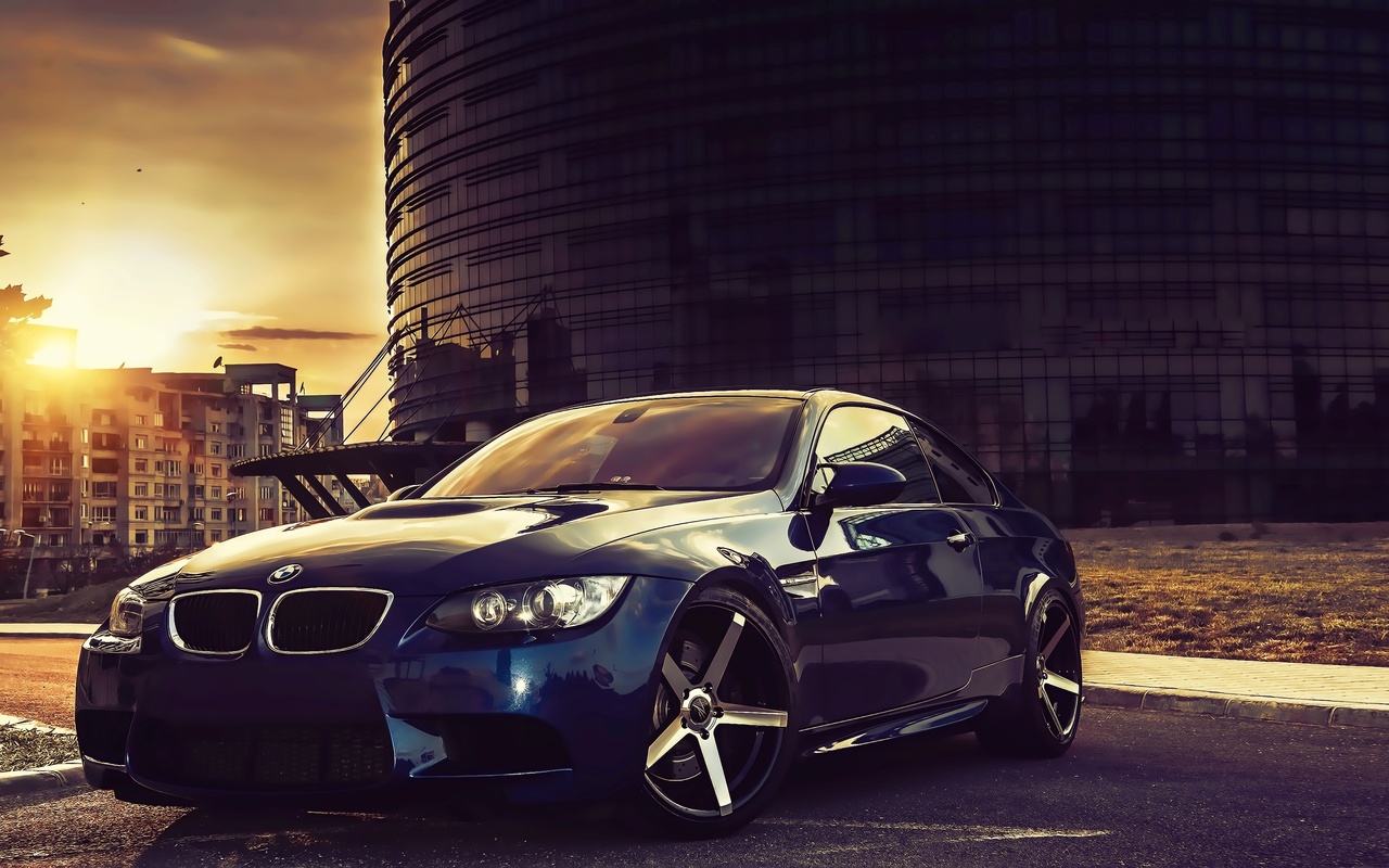 vehicle, car, sports car, bmw, city, sky, clouds