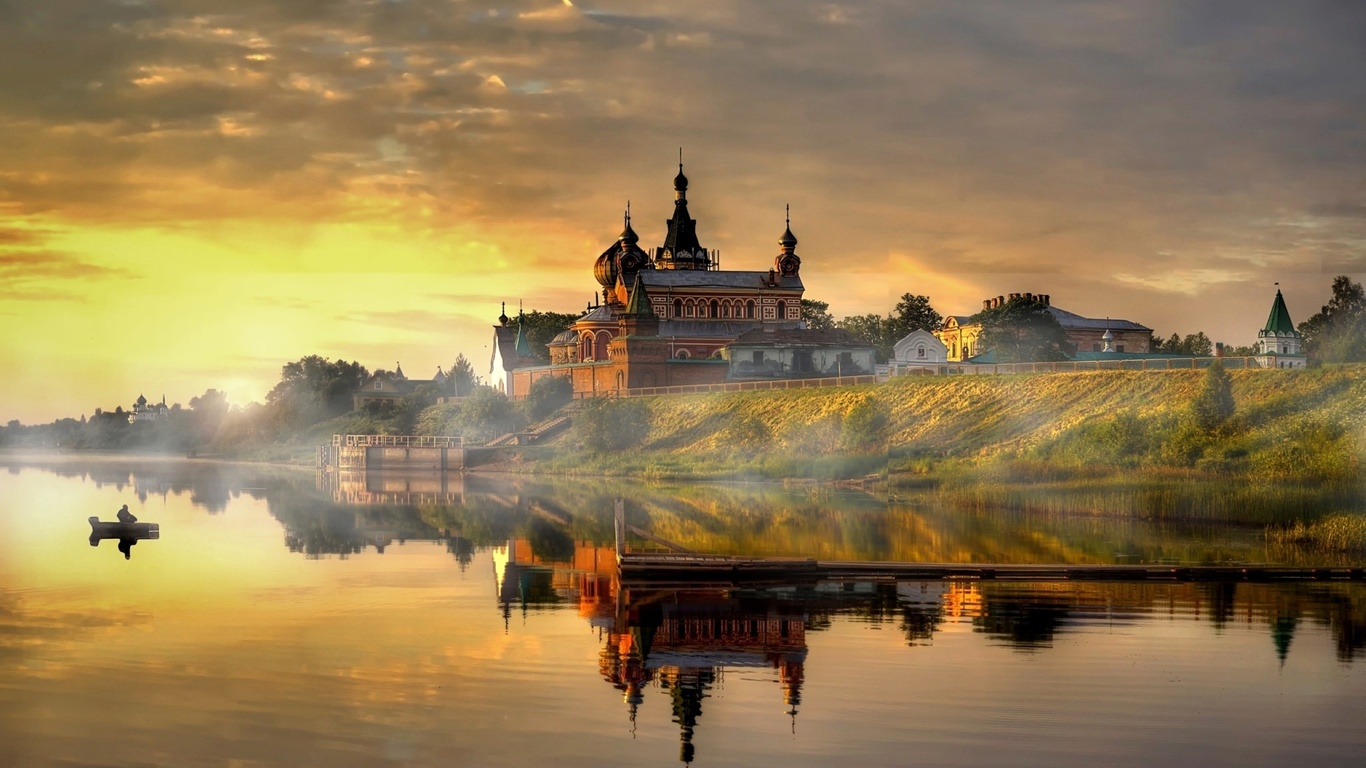 landscape nature wallpapers, monastery, landscape, russia, rive