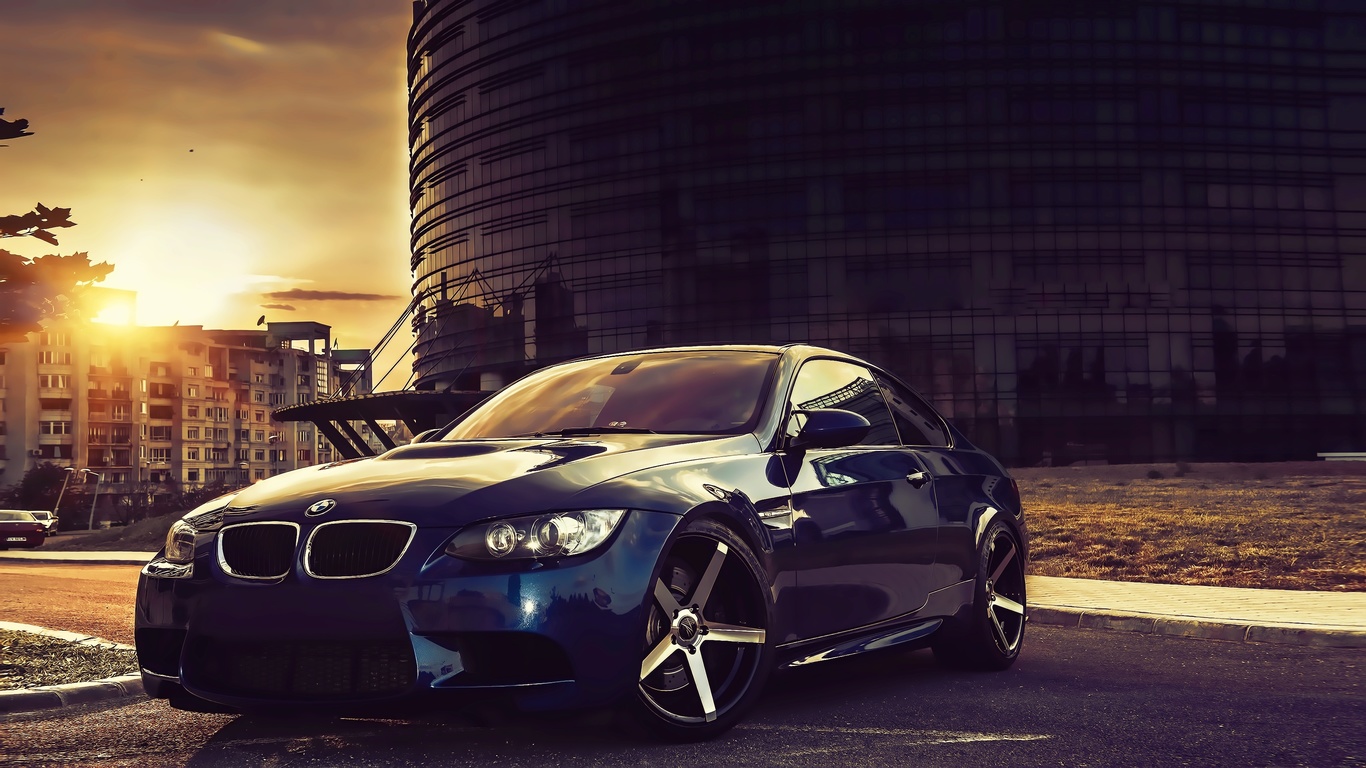 vehicle, car, sports car, bmw, city, sky, clouds