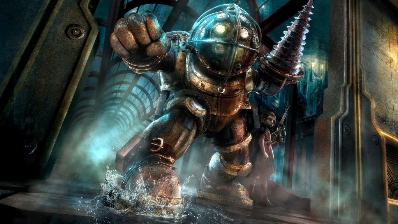 big daddy, bioshock, mythology, little sister, darkness, armour, computer