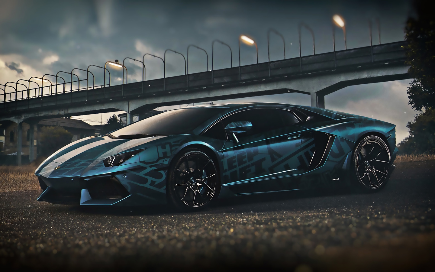 lamborghini, aventador, darkness, blue