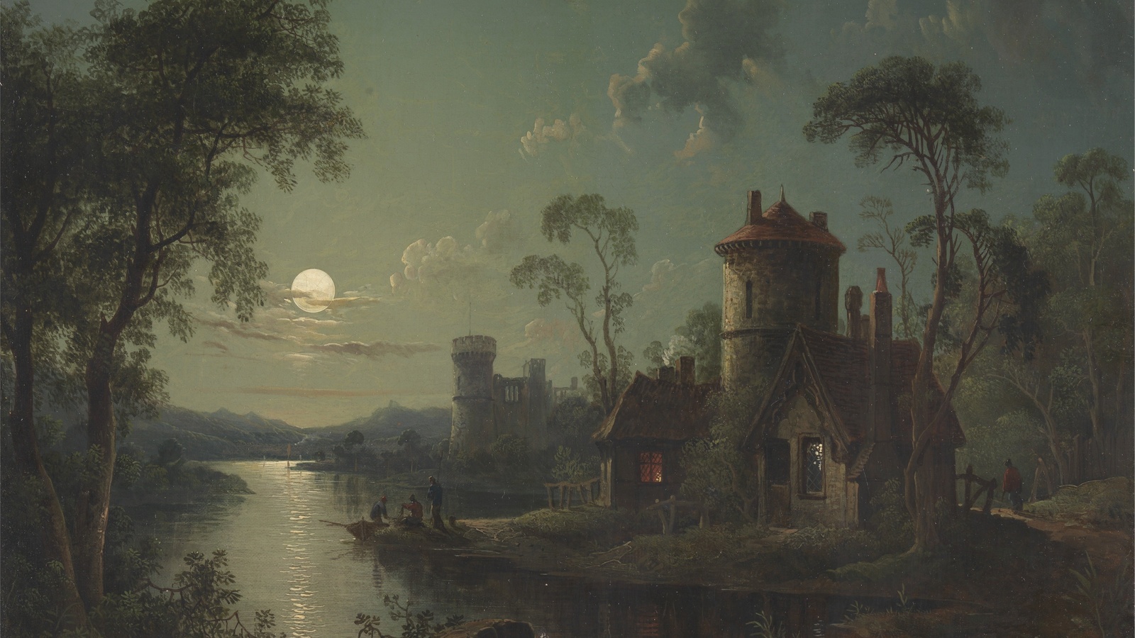 , , river scene (1840), by sebastian pether, , 