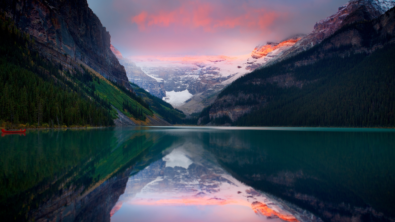 mountains, sunset, lake, sky, snow, peaks