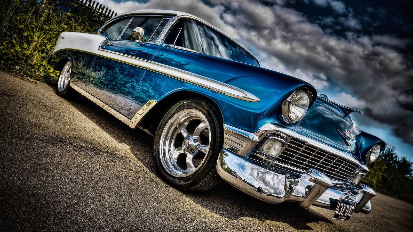 chevrolet, bel air, parking, 1958, cars, hdr, retro