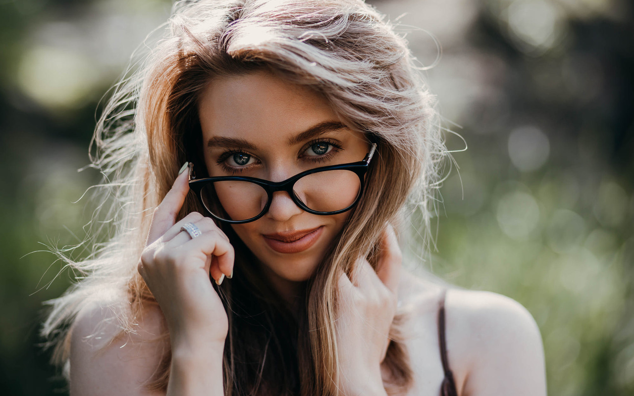 women, face, portrait, women with glasses, smiling, blue eyes