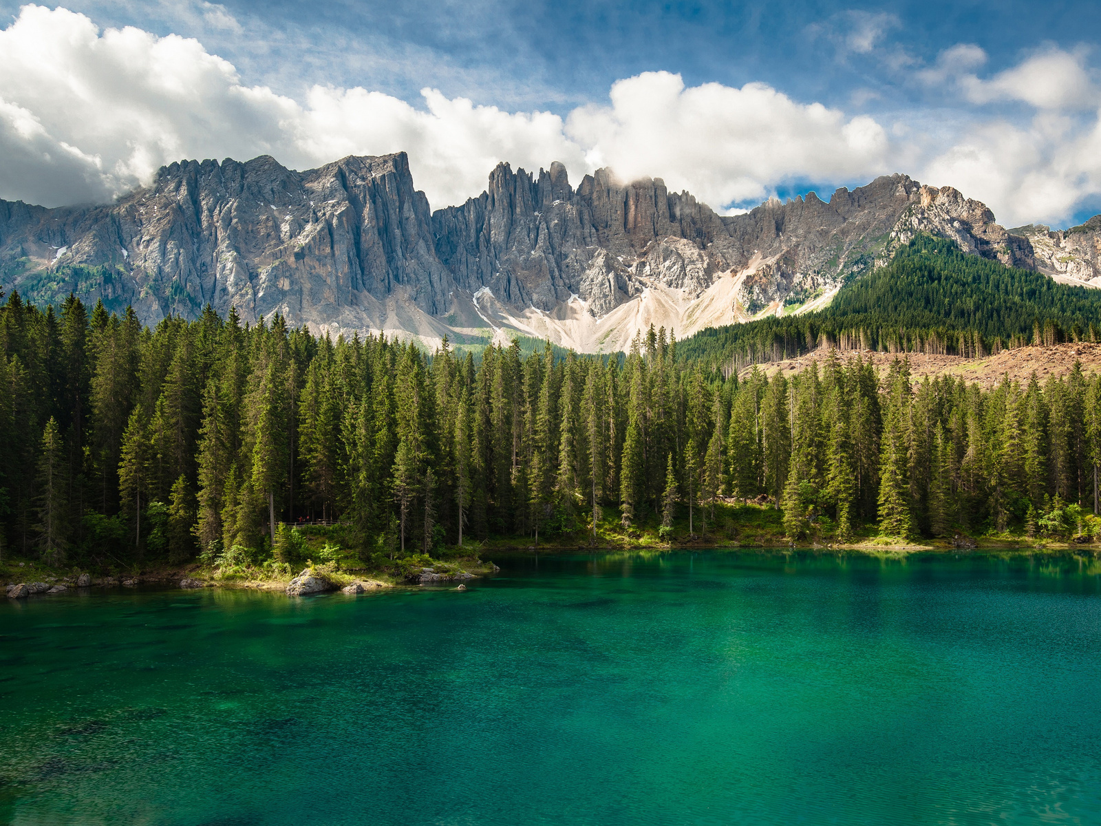 lake, emerald lake, mountain landscape, forest