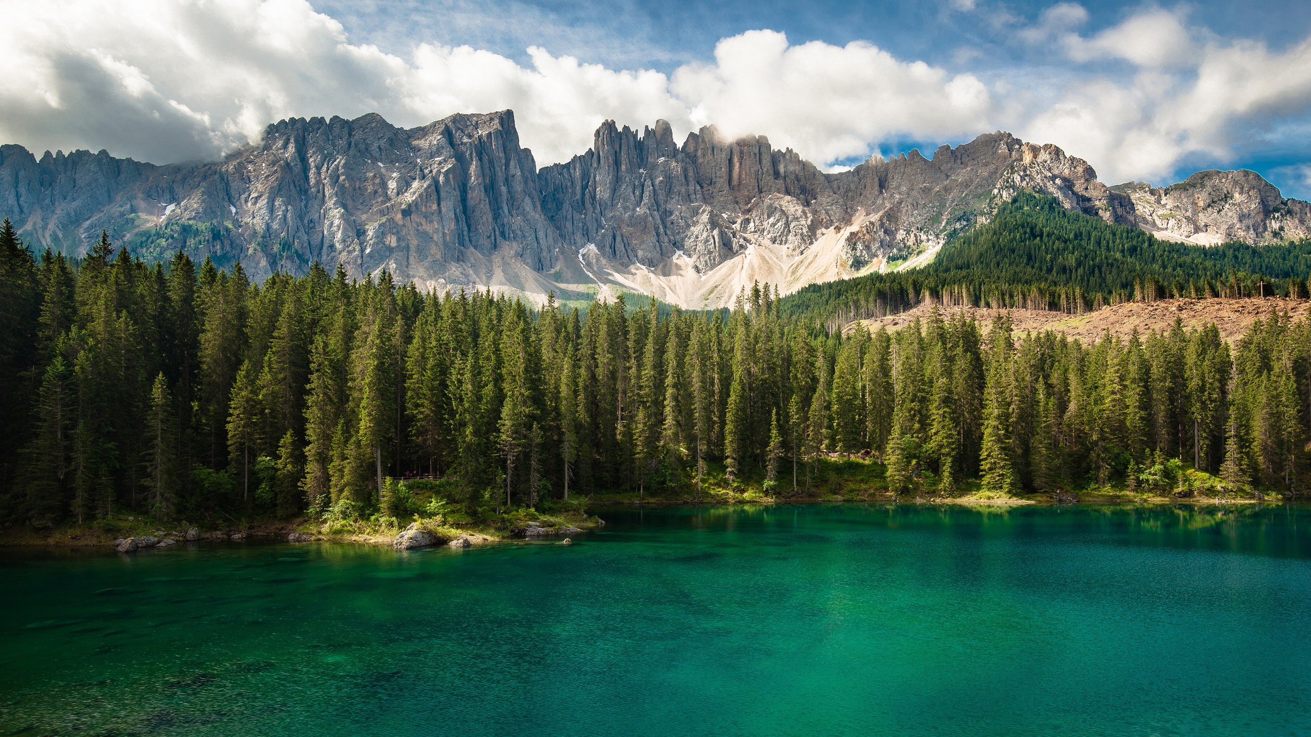 lake, emerald lake, mountain landscape, forest