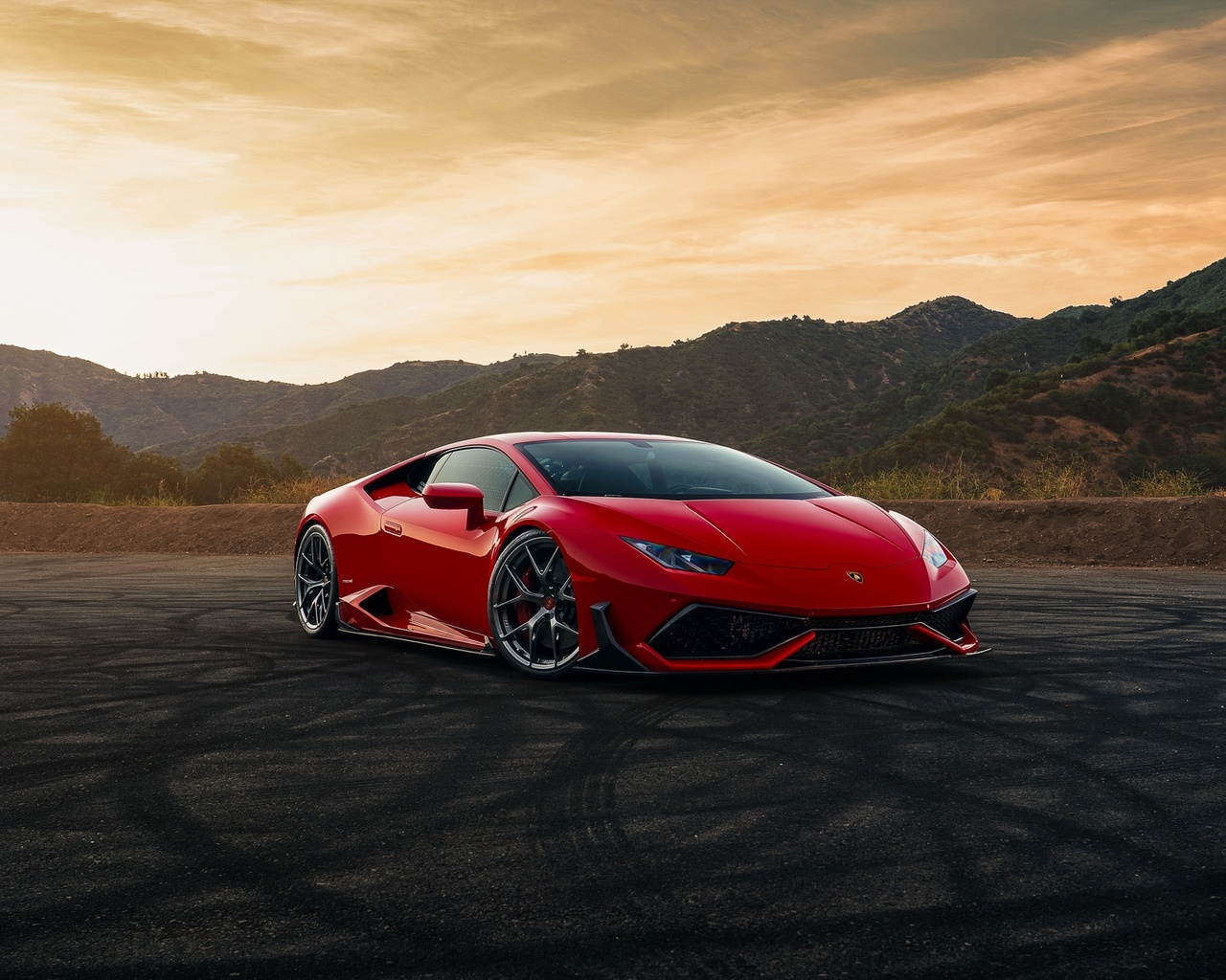 lamborghini, huracan, red