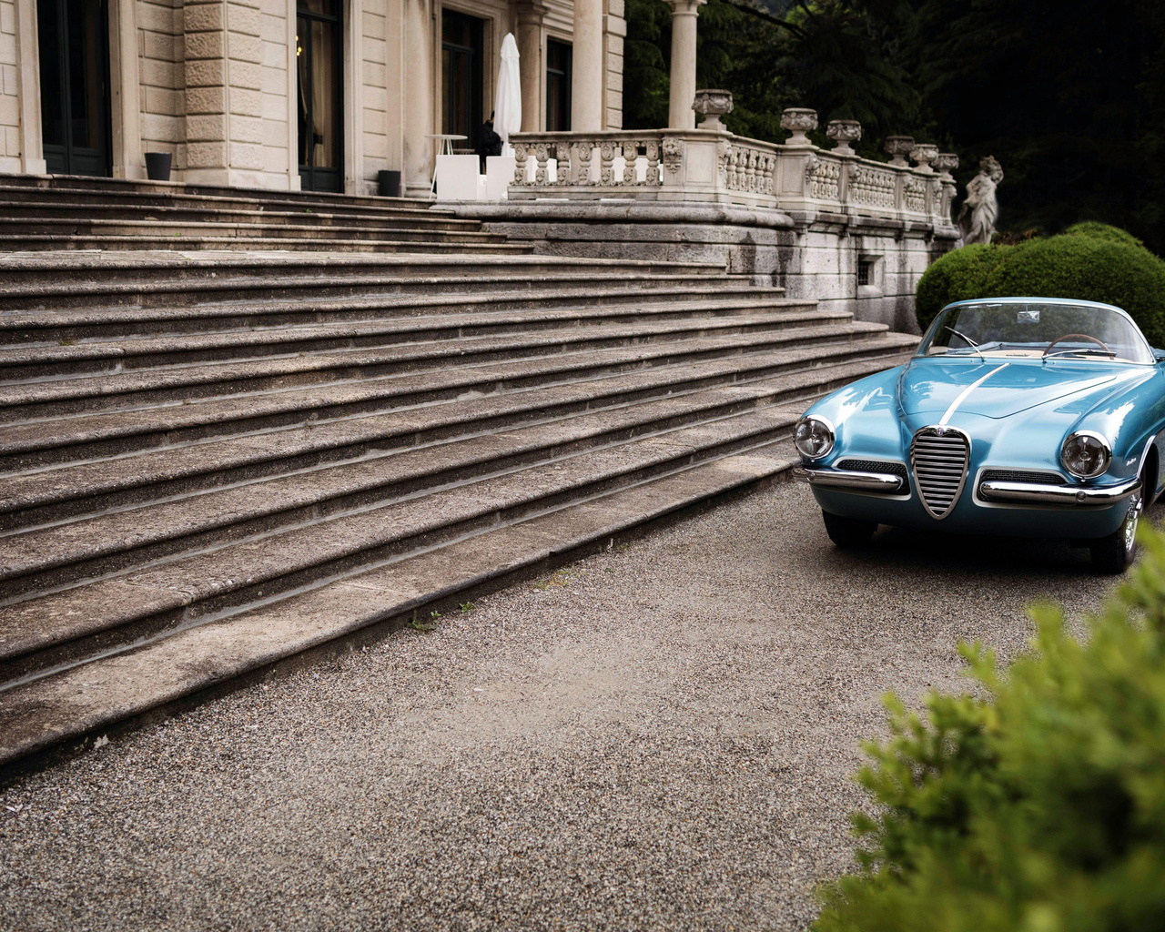 alfa romeo, 1900 c, super sprint, 1955, front view, blue