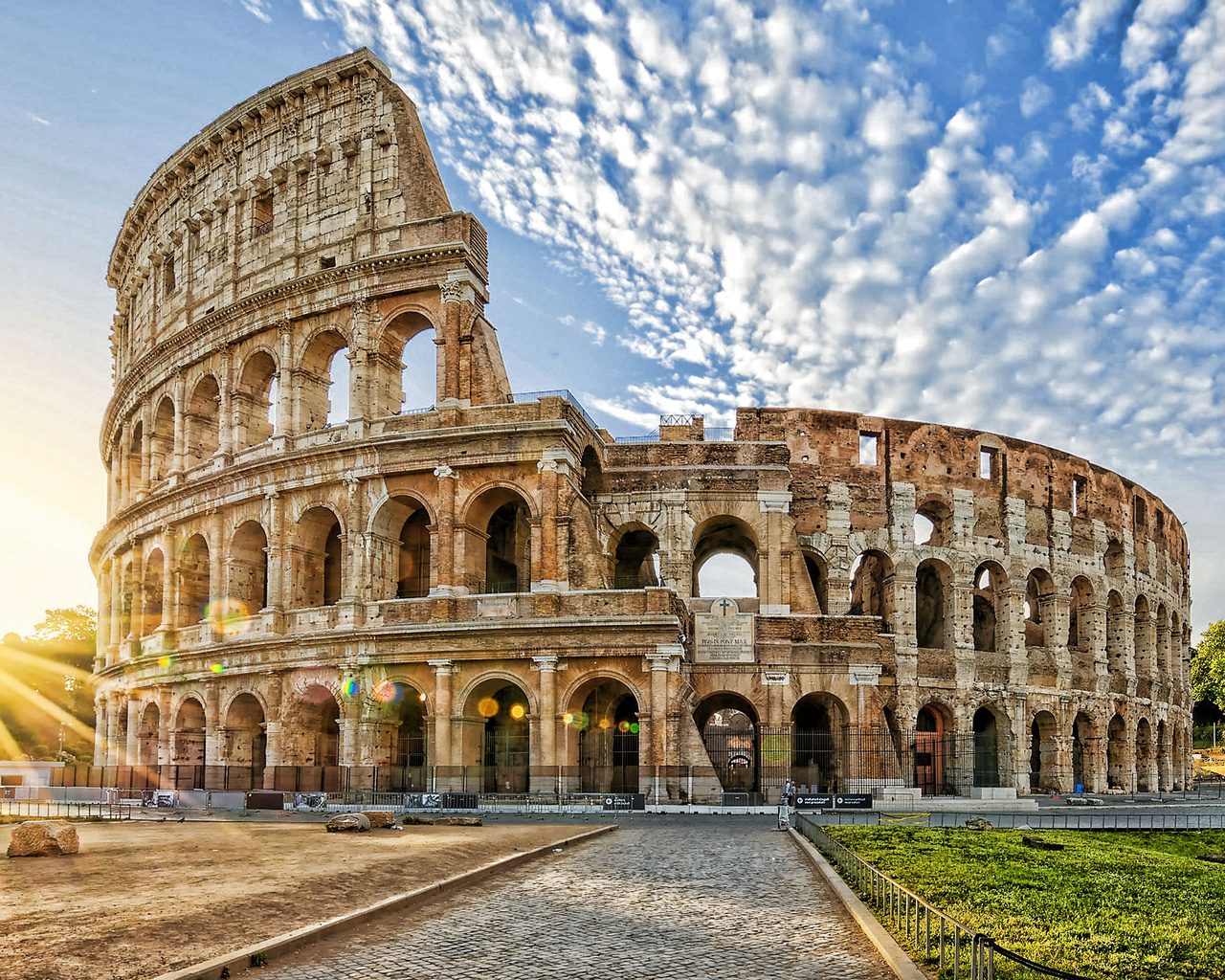 colosseum, rome, morning, sunrise, flavian amphitheatre, rome landmark, italy, amphitheatre