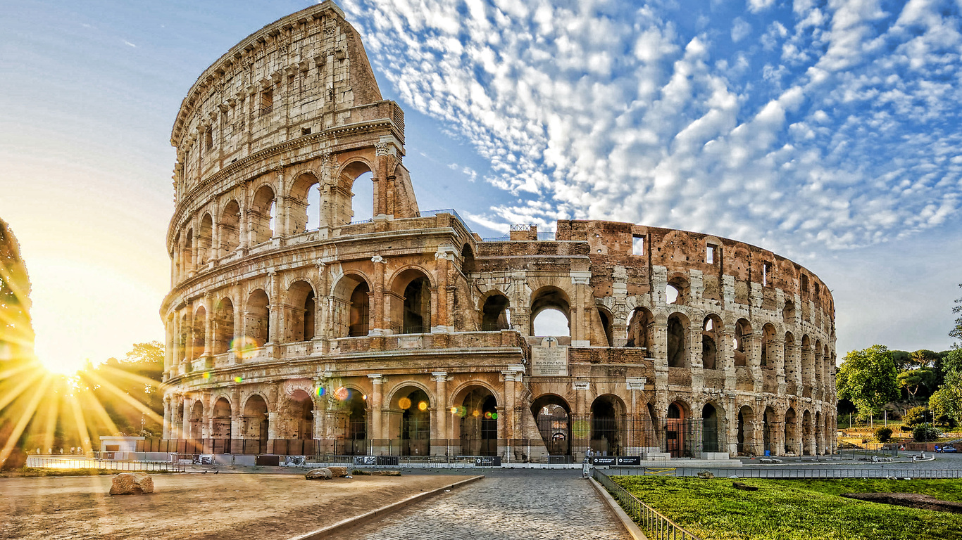 colosseum, rome, morning, sunrise, flavian amphitheatre, rome landmark, italy, amphitheatre