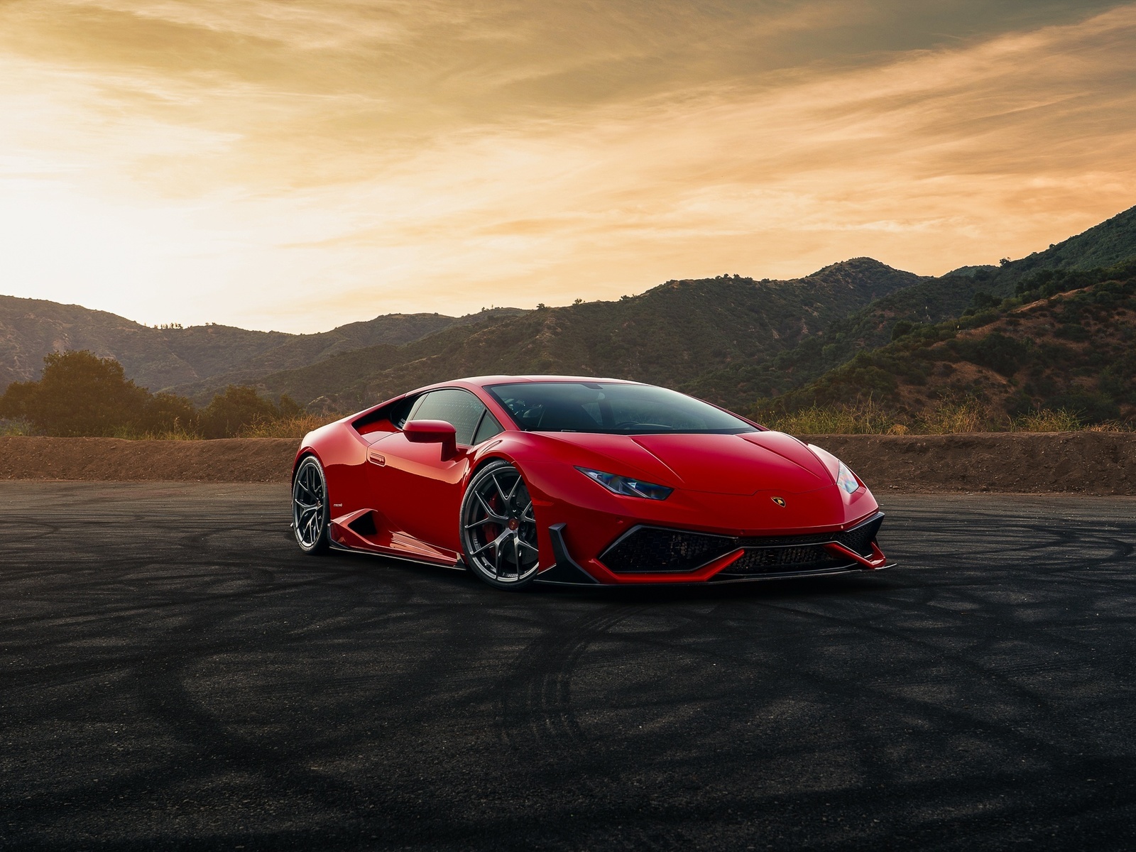 lamborghini, huracan, red