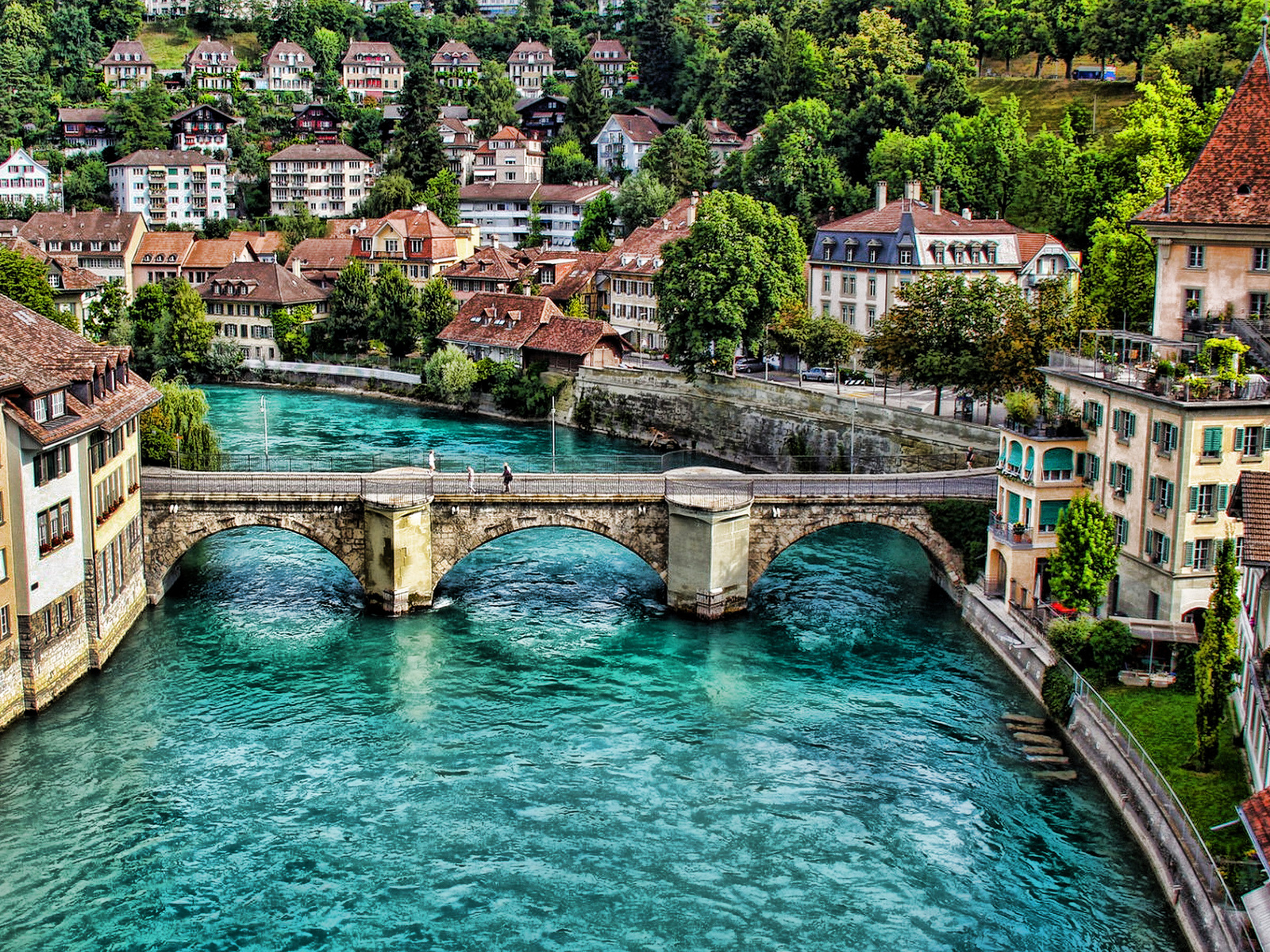 bern, kornhausbrucke, aare, river, stone bridge, bern landmark, switzerland