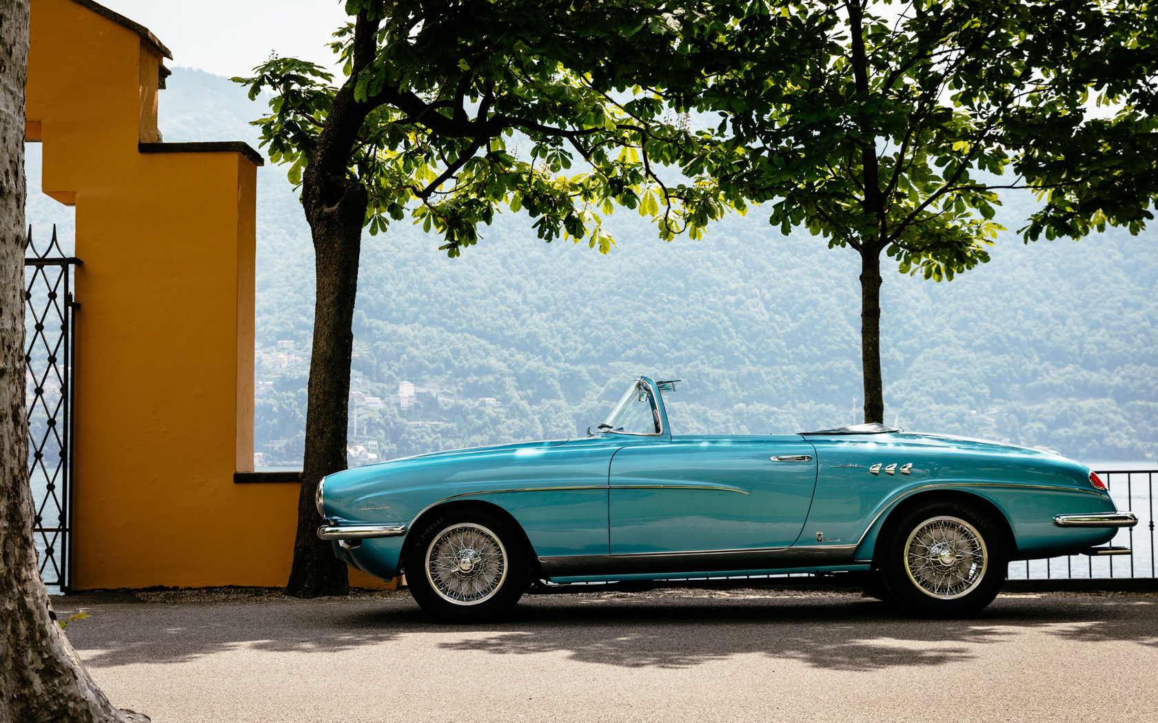 alfa romeo, 1900 c, super, sprint la fleche, 1955, side view, blue, convertible, retro