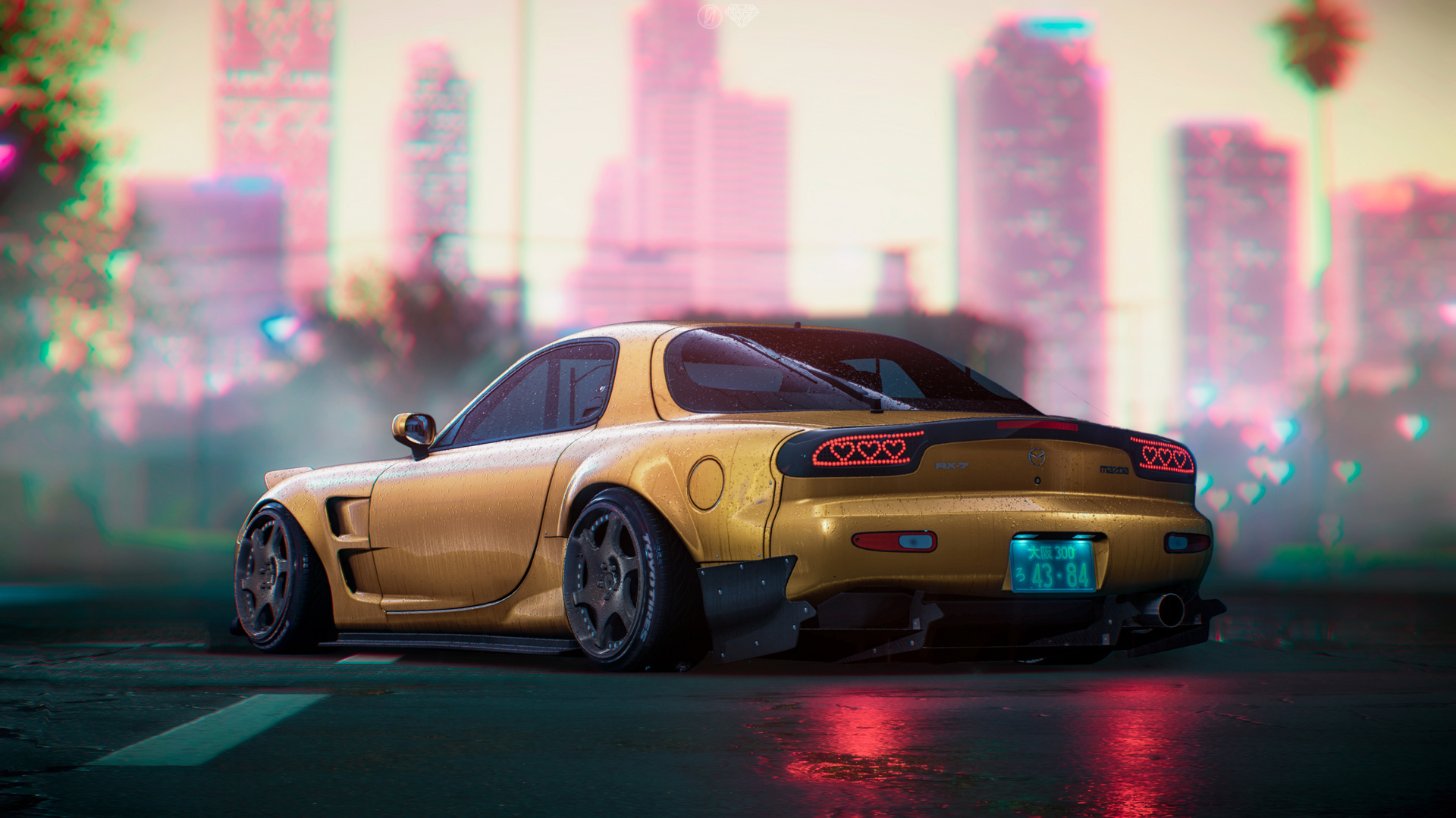 mazda, rx7, digital art