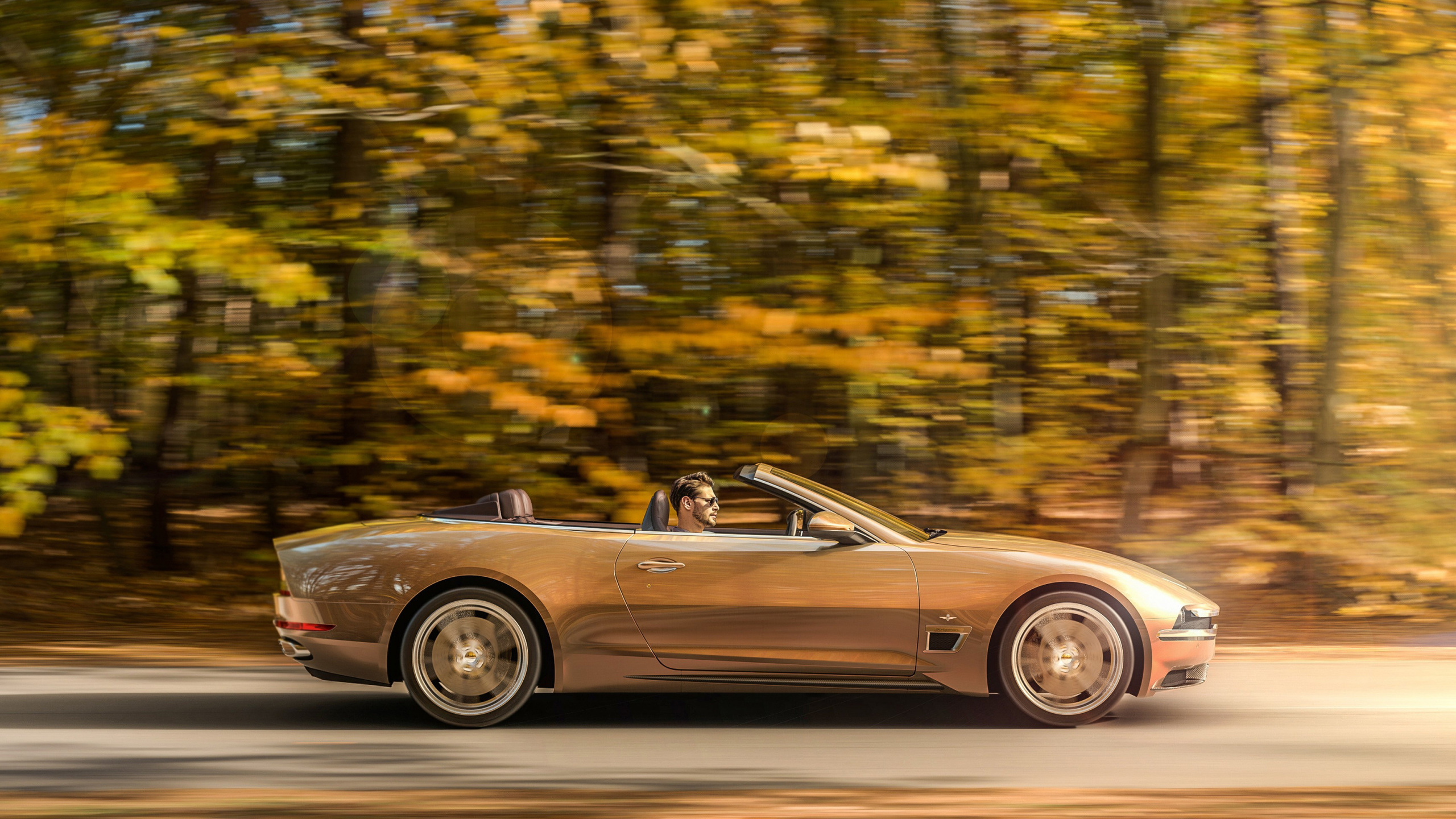 superleggera, sciadipersia, cabriolet, 2019, exterior, side view, golden