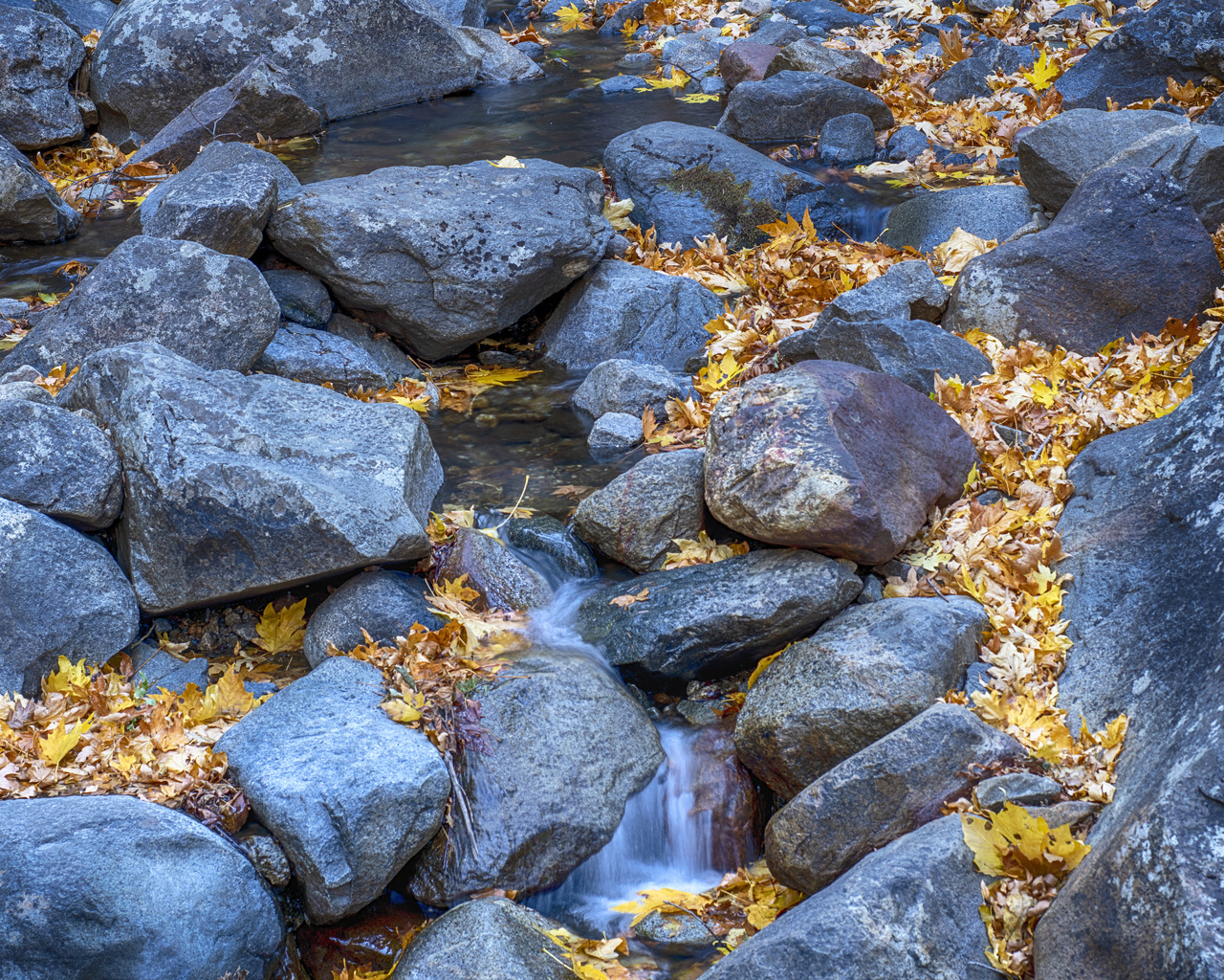 yosemite, national park, fall, rocks, stream