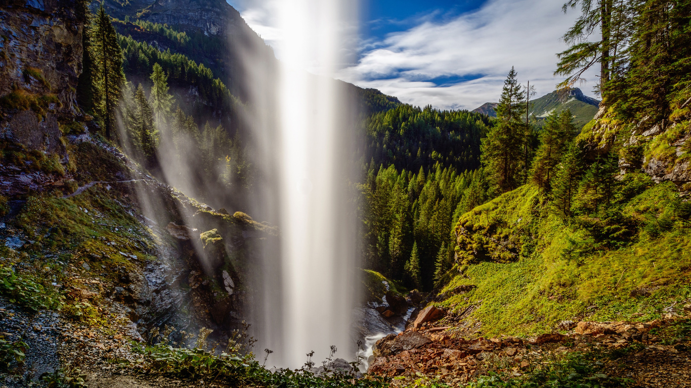 johannes waterfall, alps, mountain waterfall, mountain river, mountain landscape, forest, beautiful waterfall, obertauern, austria