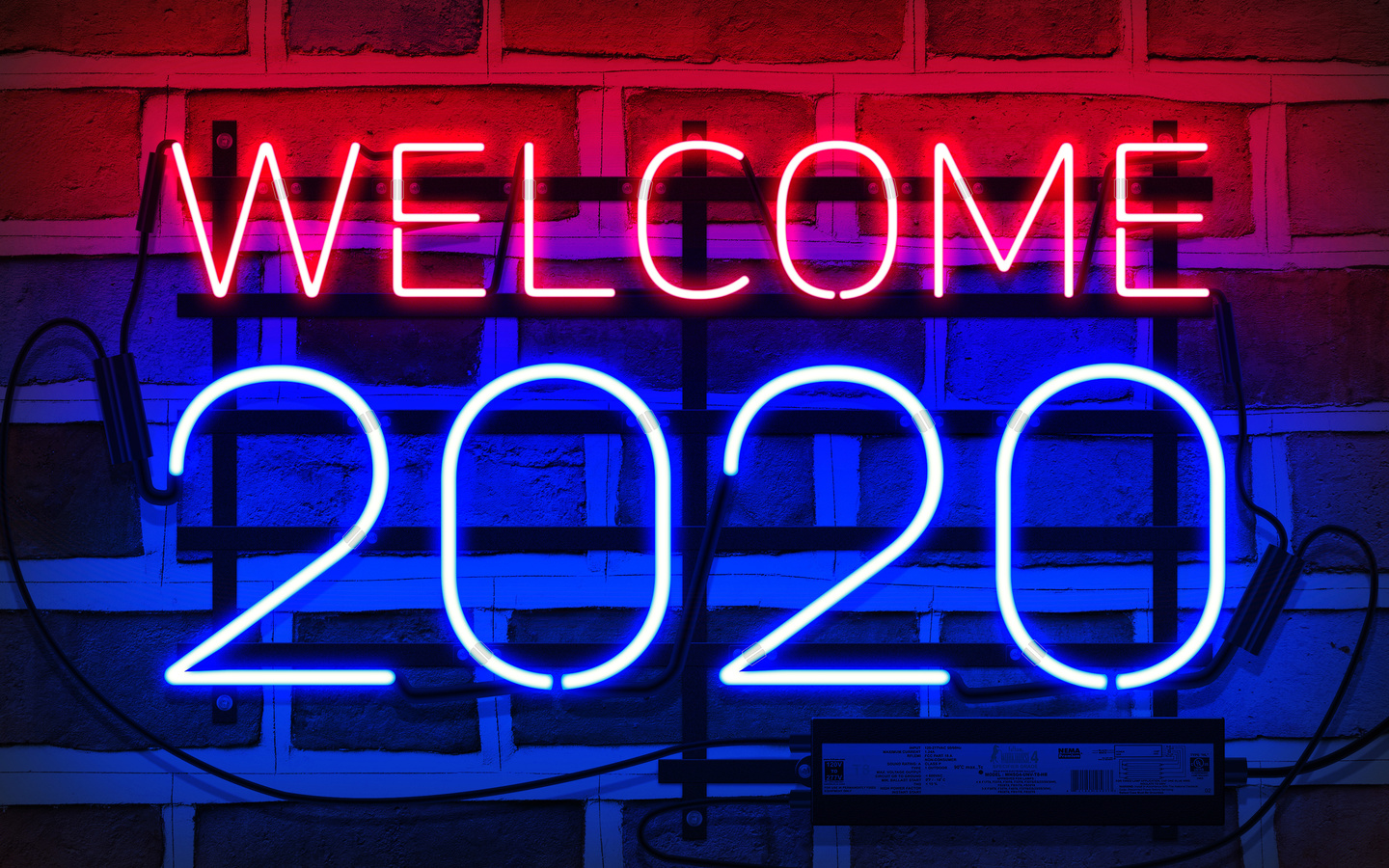 welcome, 2020, new year, neon