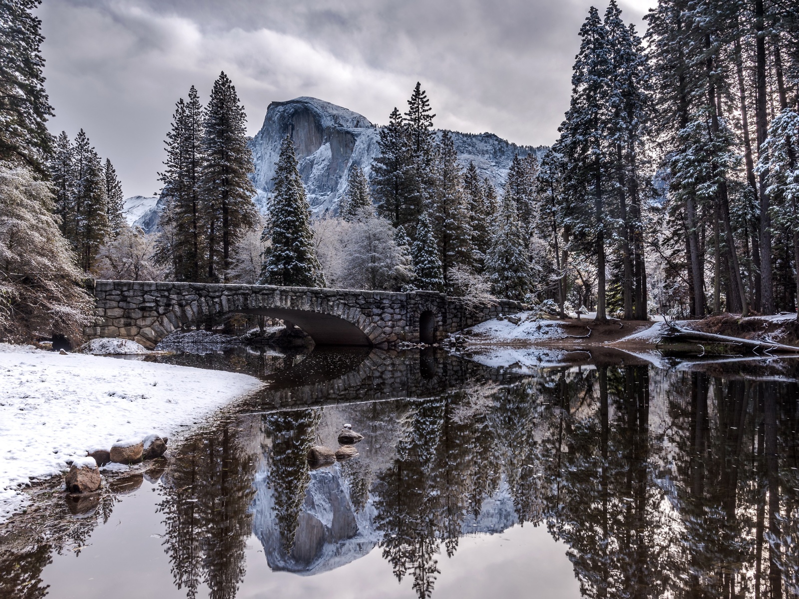 landscape, not a frozen lake, mountains, snow