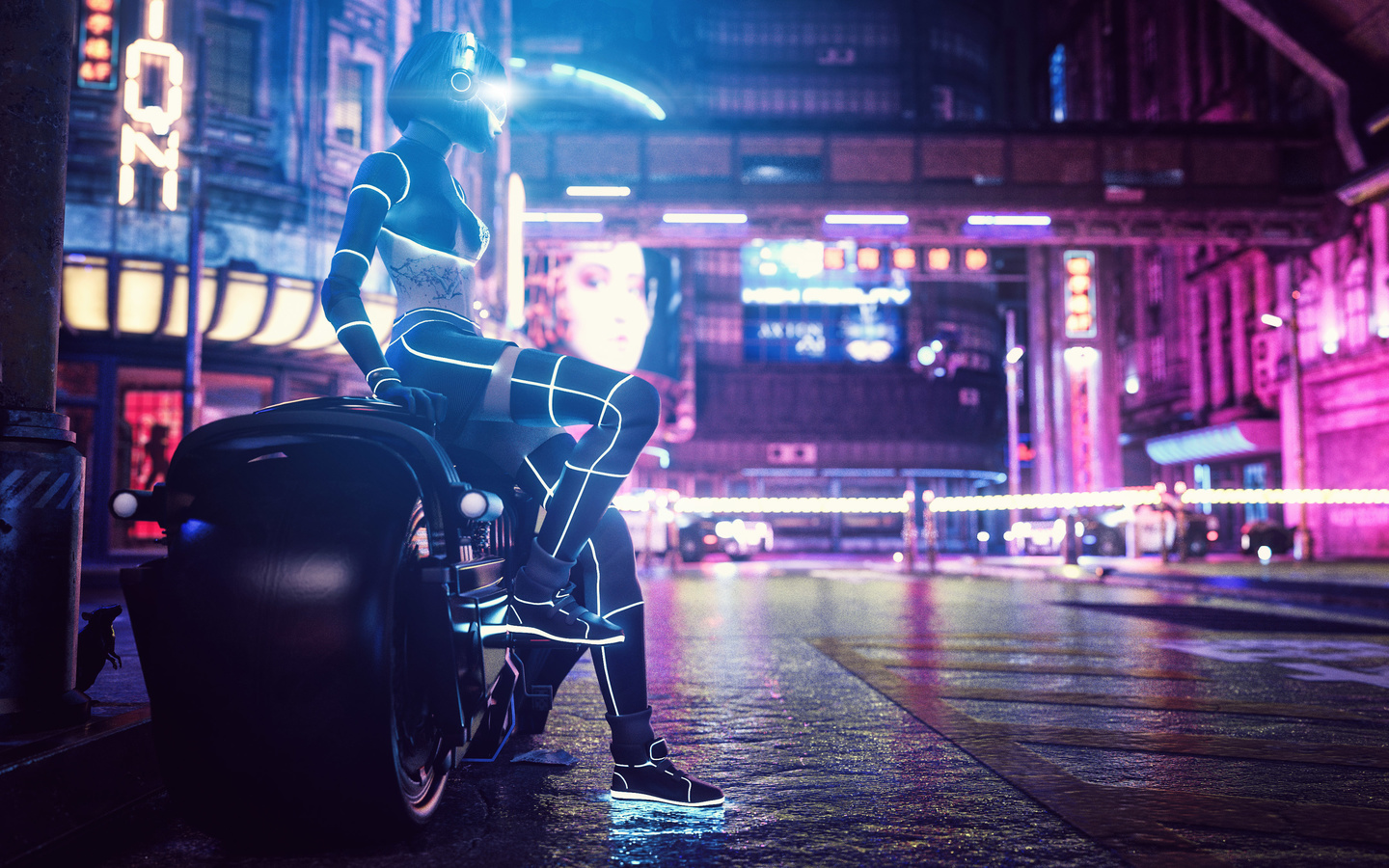 women, biker, cyberpunk