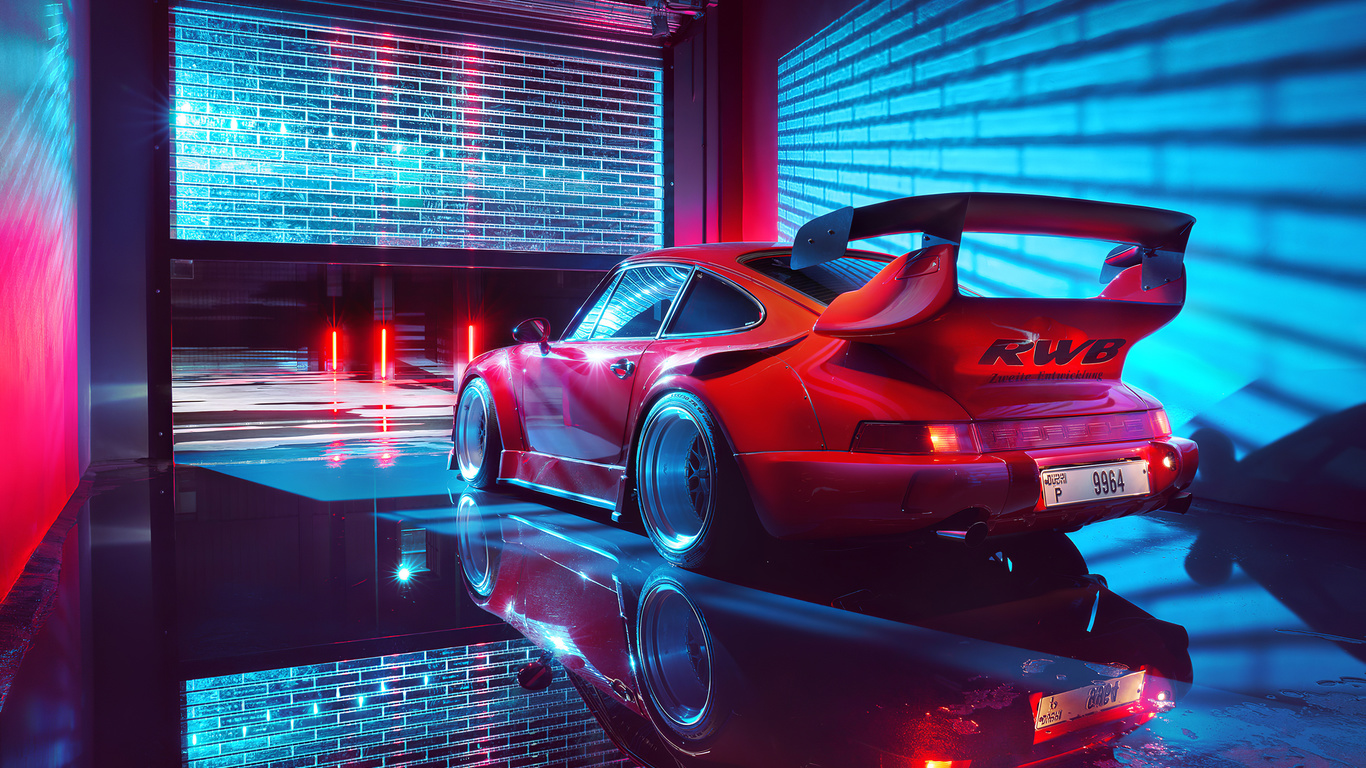 porsche, red