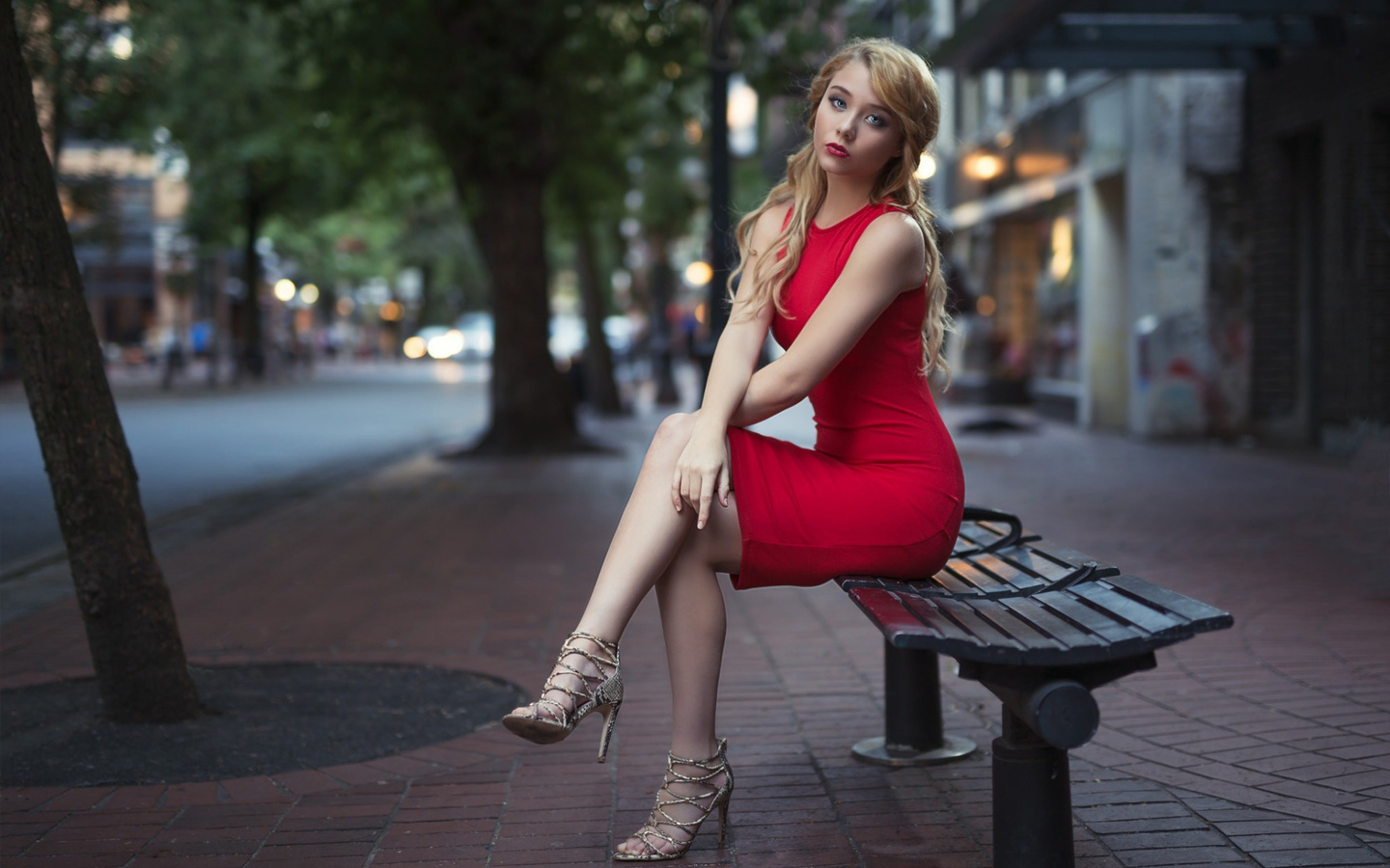 , , candee wu, ,  , , , ,   ,   , women, model, red, dress, women outdoors, looking at viewer