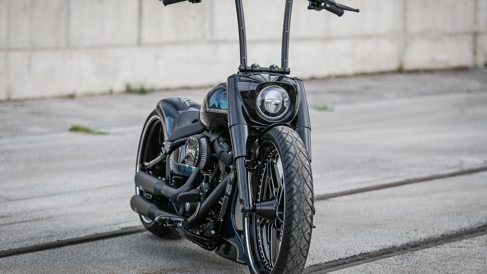 harley davidson, custom, thunderbike, fat boy, black apple