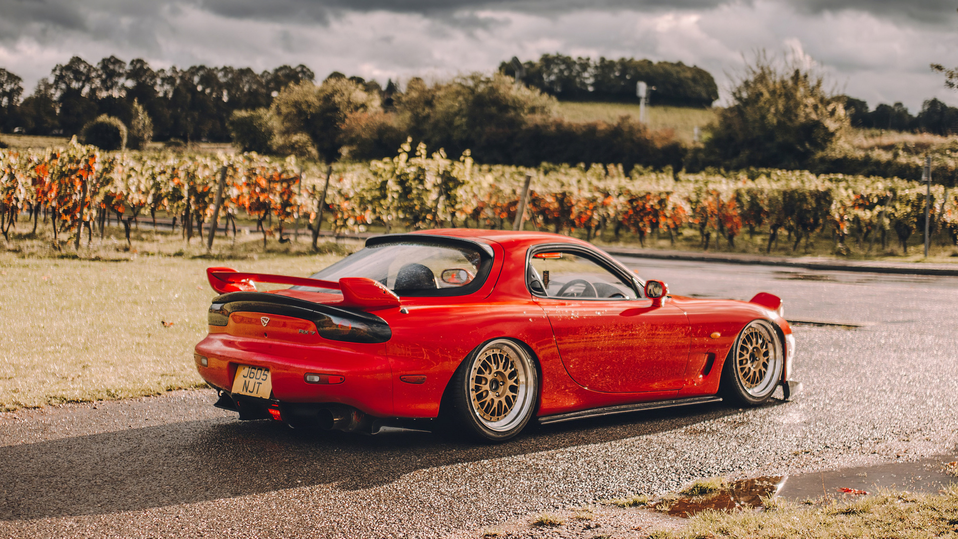 mazda, rx-7, rear view, red, sports coupe, tuning