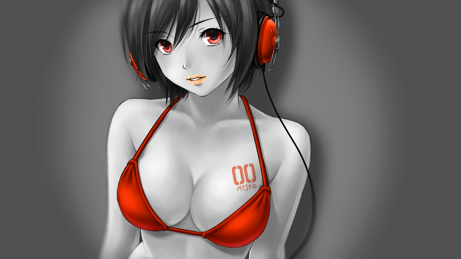 meiko, vocaloid, anime, girl, headphones, red