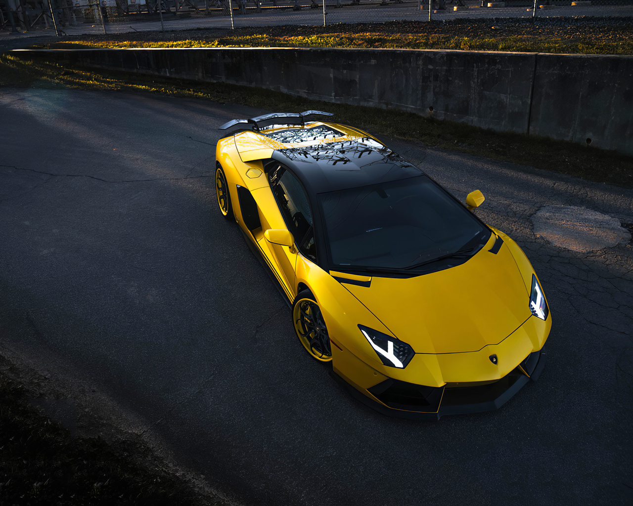 orange, lamborghini, aventador, sv, rear view