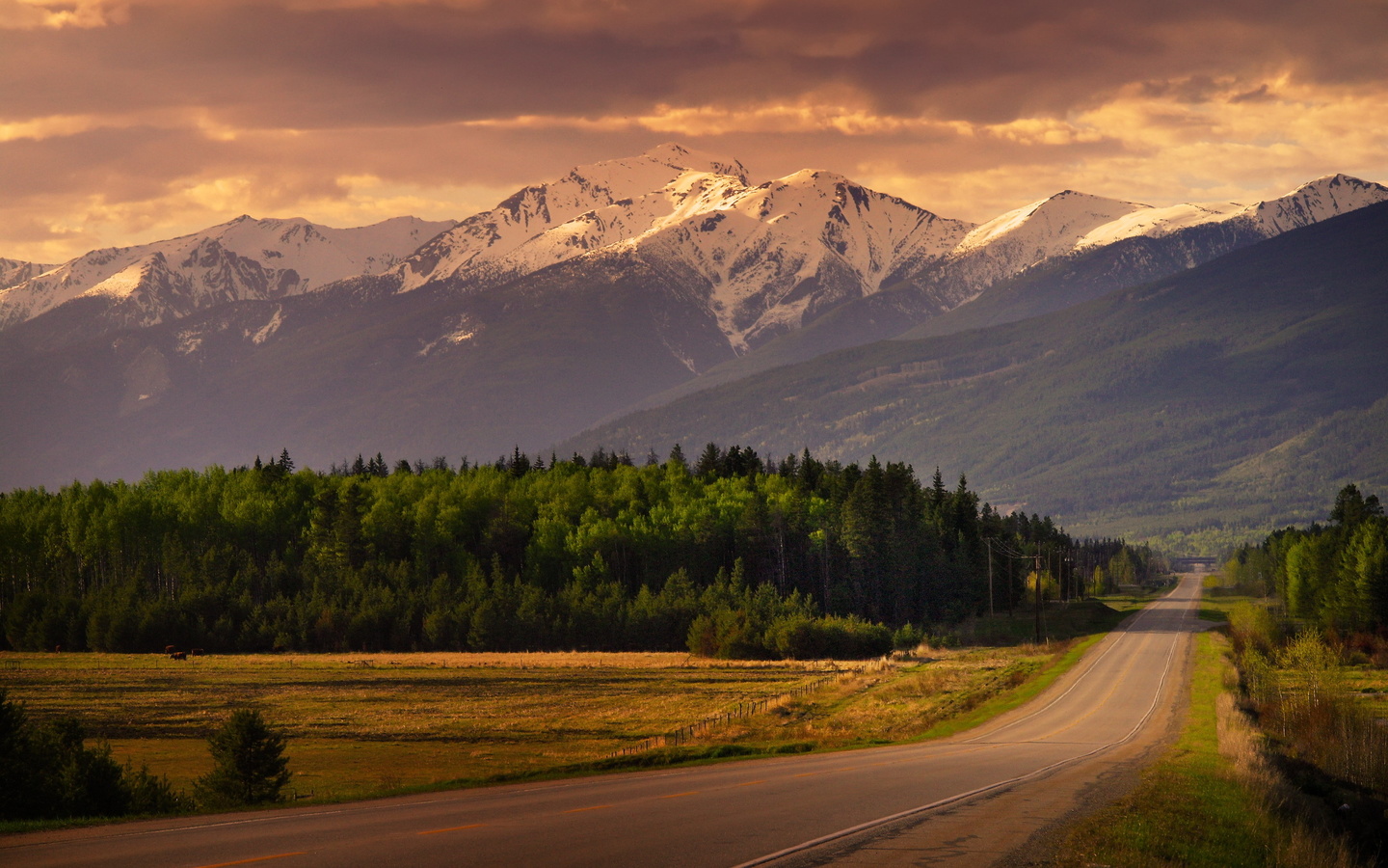 jasper, national park, sunset, road, summer, mountains, canada, beautiful nature, northern america, canadian