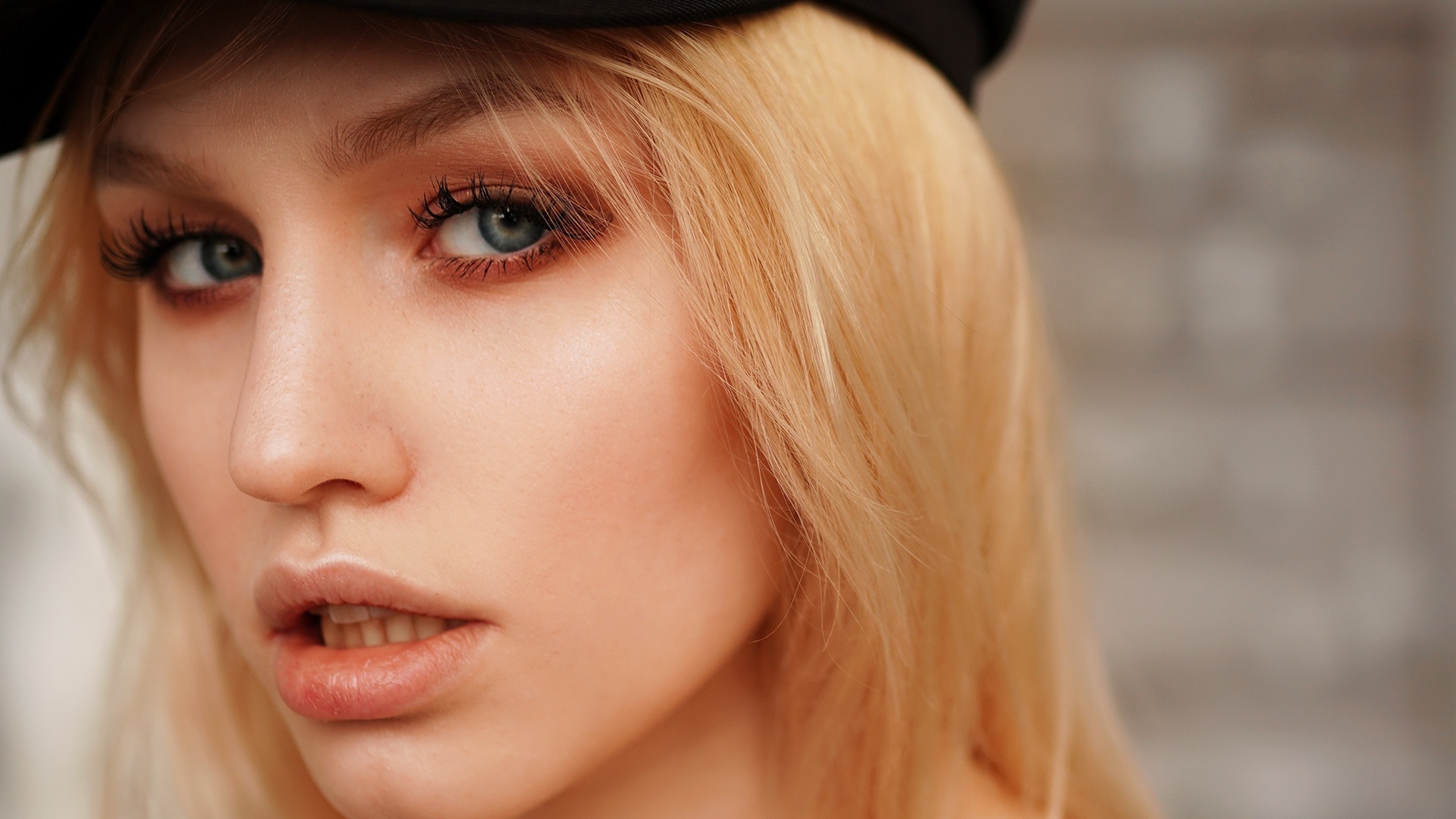 daria chekanova, women, blonde, face, portrait, closeup, gray eyes