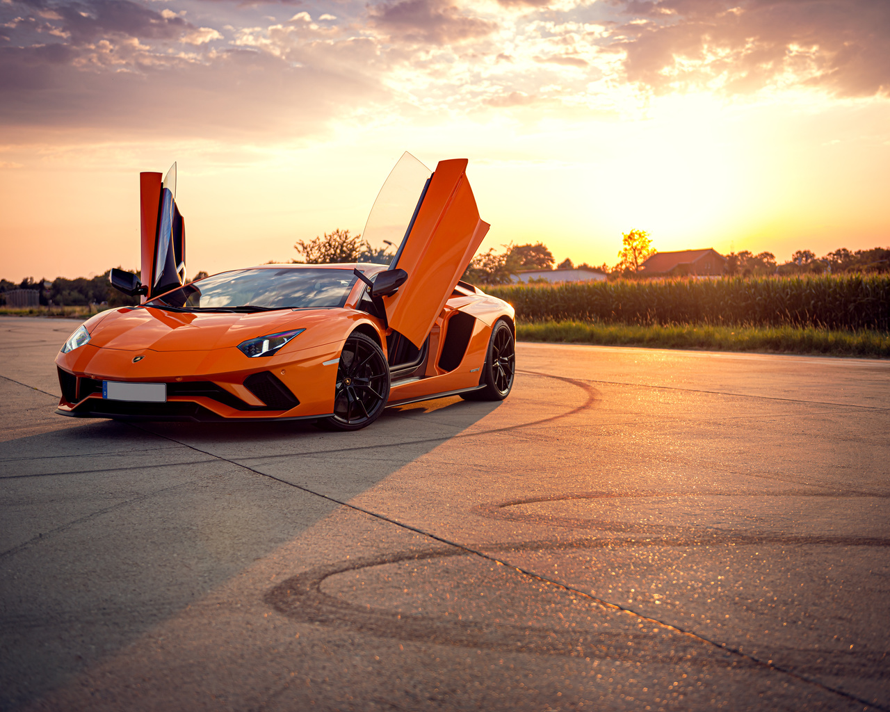 orange, lamborghini, aventador