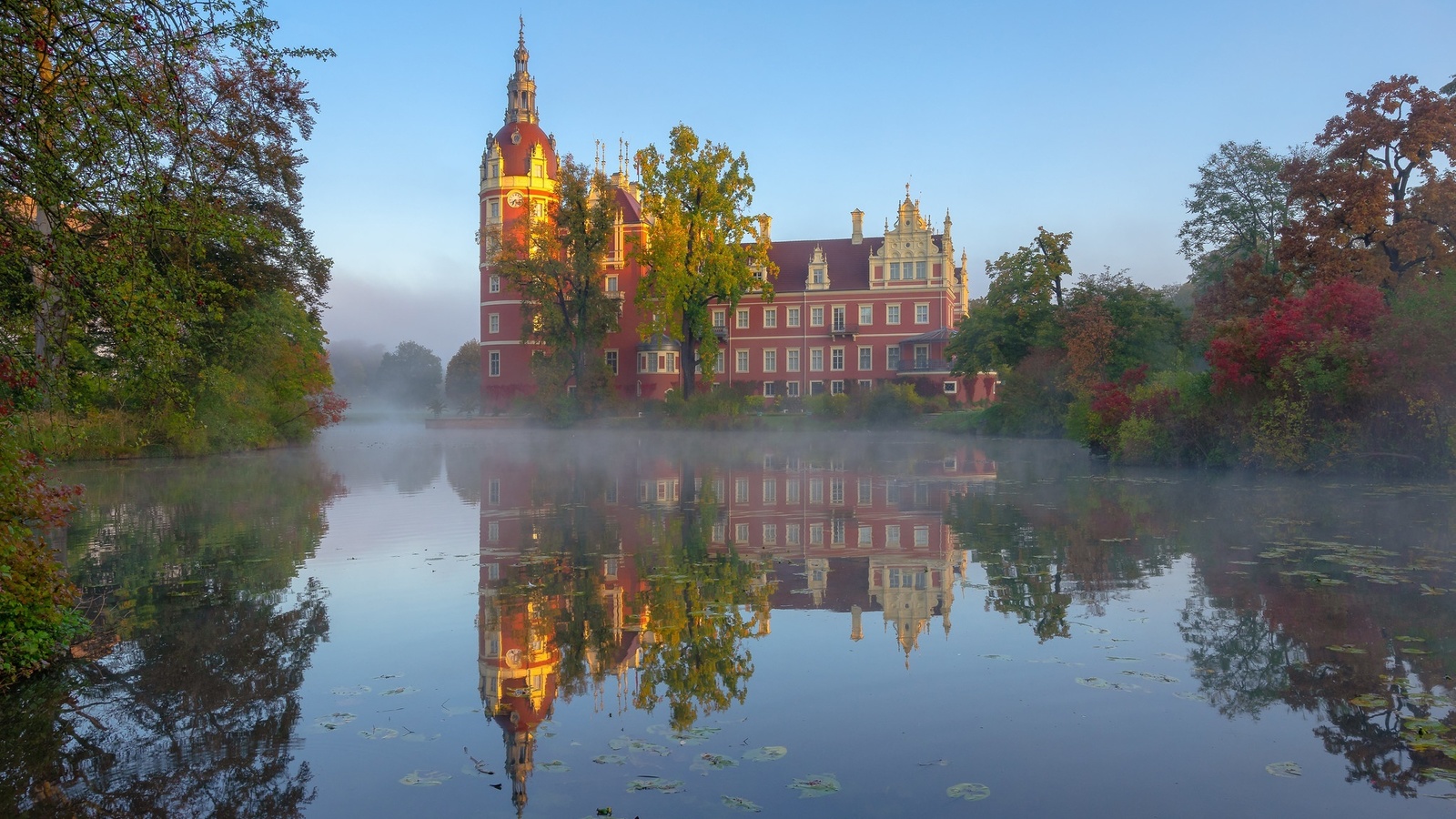 , , , , , , germany, , saxony, muskau park, schloss muskau, lusatian neisse river