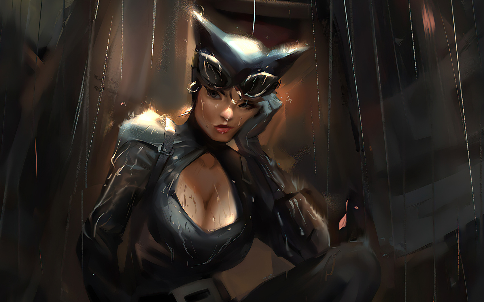 catwoman, in, rain