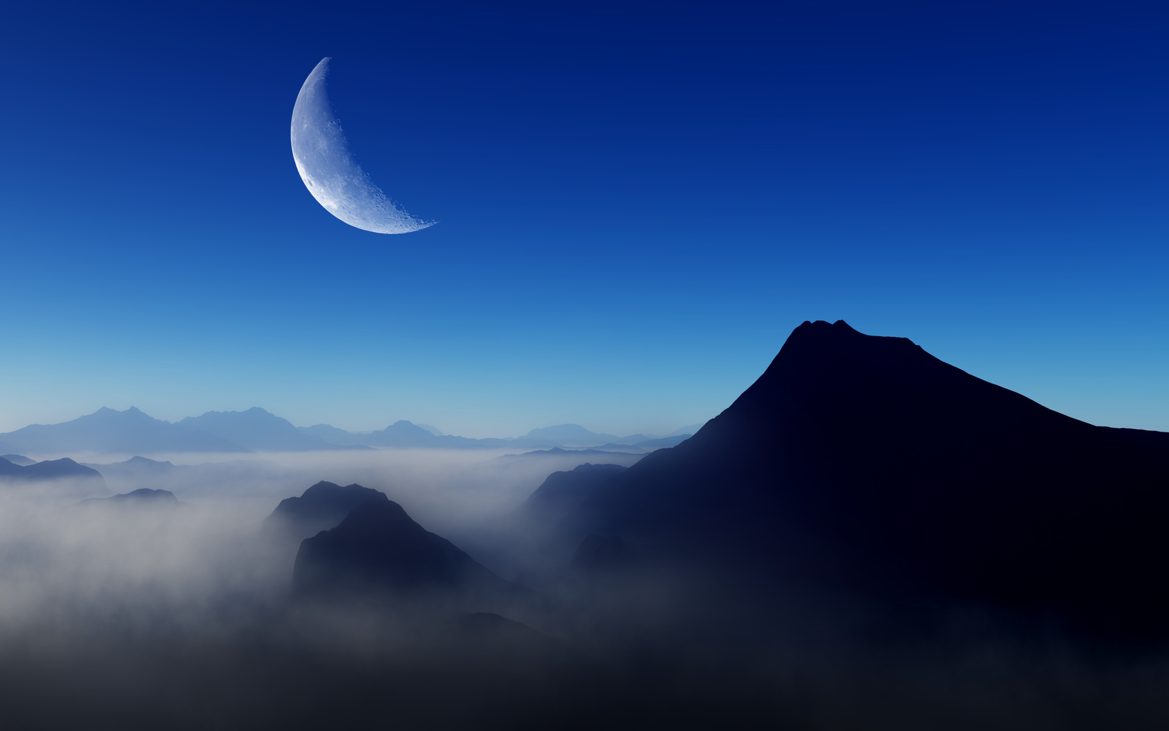 blue, morning, moon, nature