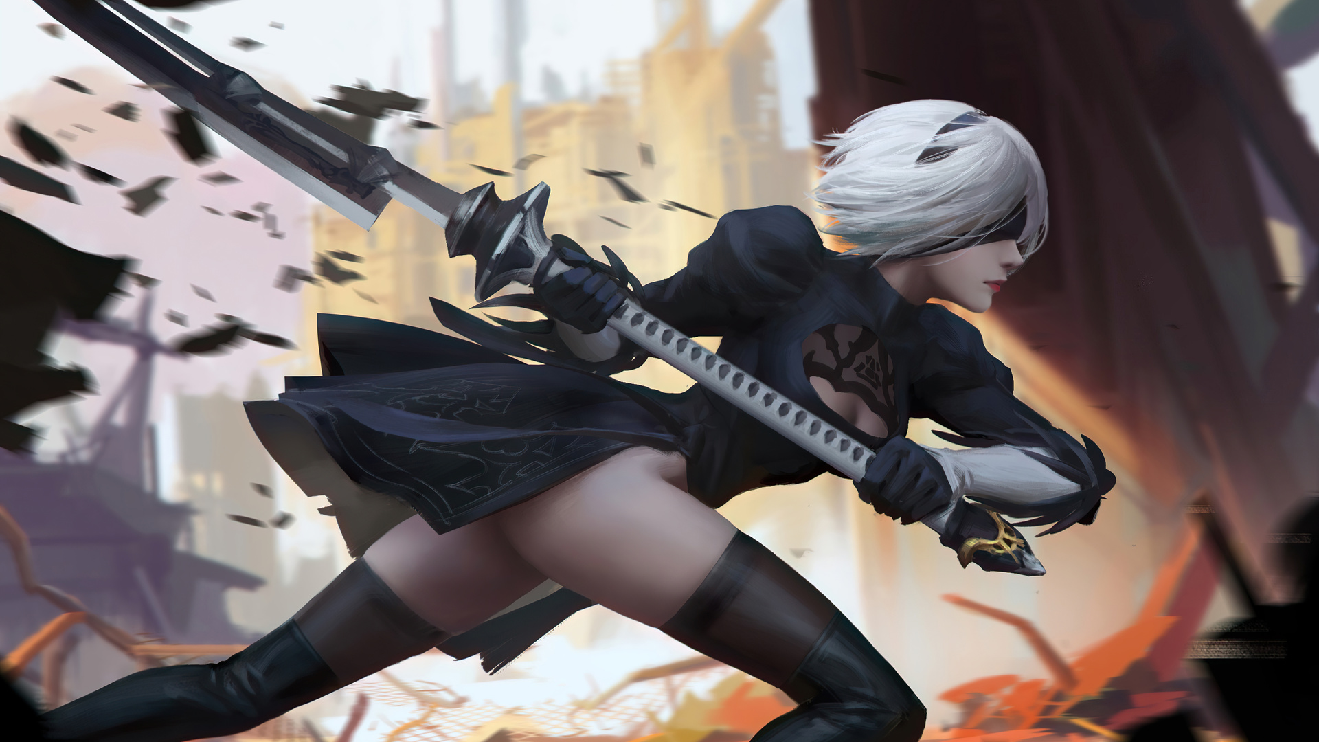 Картинки nier automata, games, nier: automata, 2b - обои 1920x1080,  картинка №405714