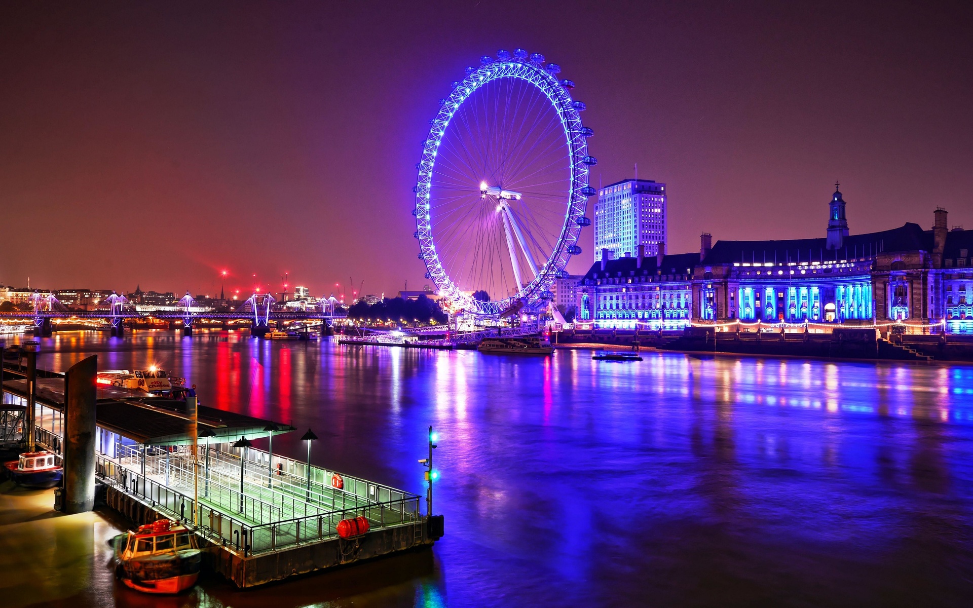 london, eye, at, night