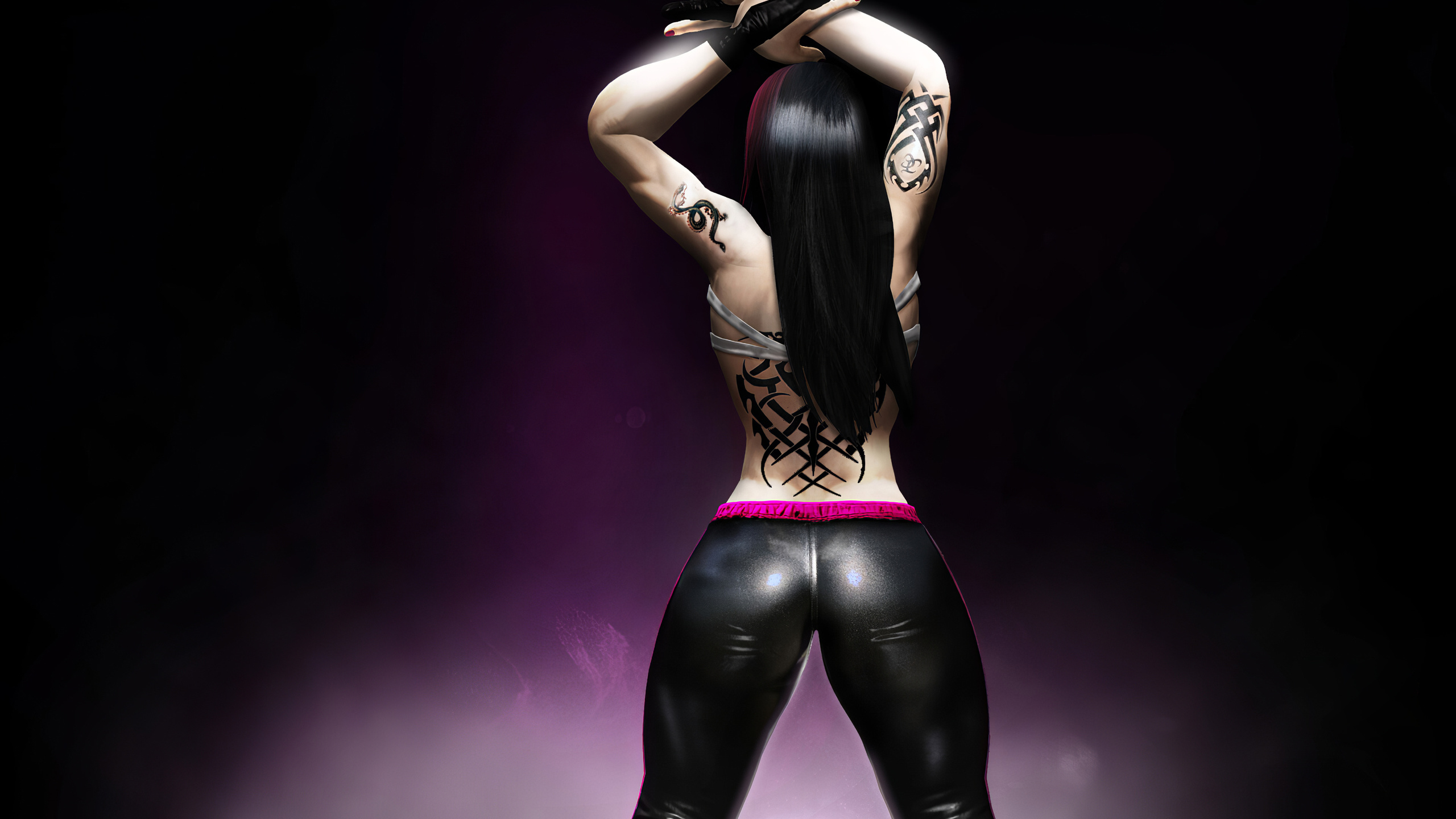 Картинки juri han, anime, girl, brunette, tattoo, game, street fighter,  women, sexy, girl - обои 2560x1440, картинка №405191