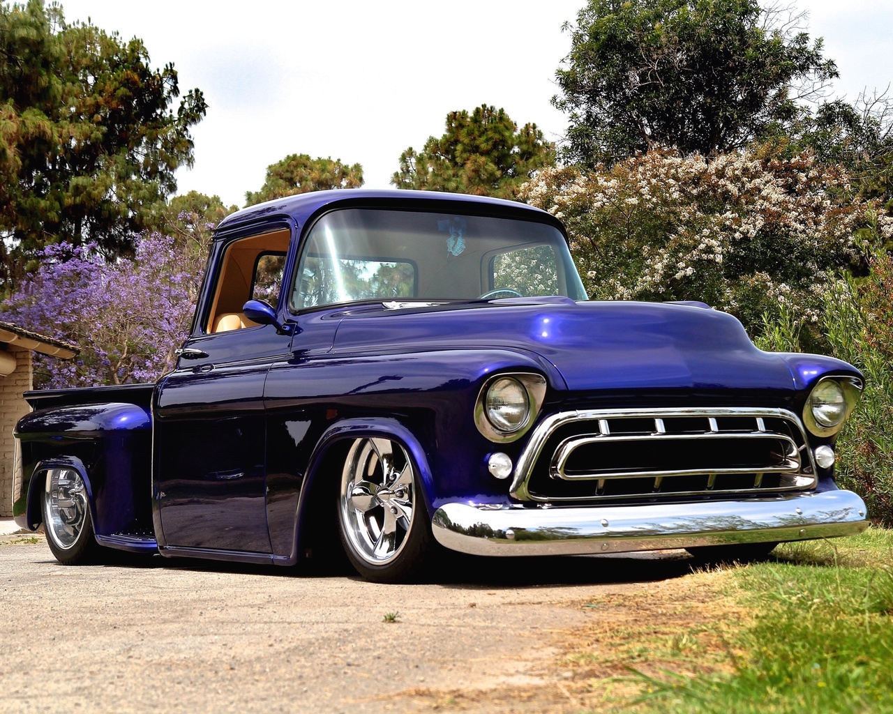 1957, chevrolet, chevy, pickup, stepside, street, rod, rodder, lowered, low, custom