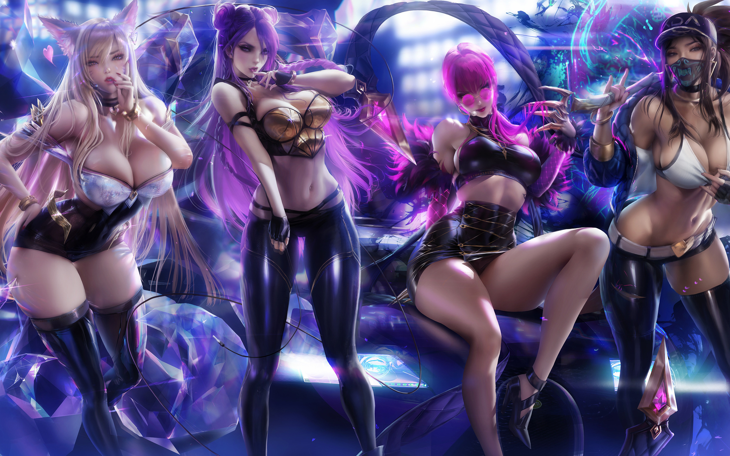 league of legends, girls, game, sexi, women, blonde, brunette, bra, miniski...