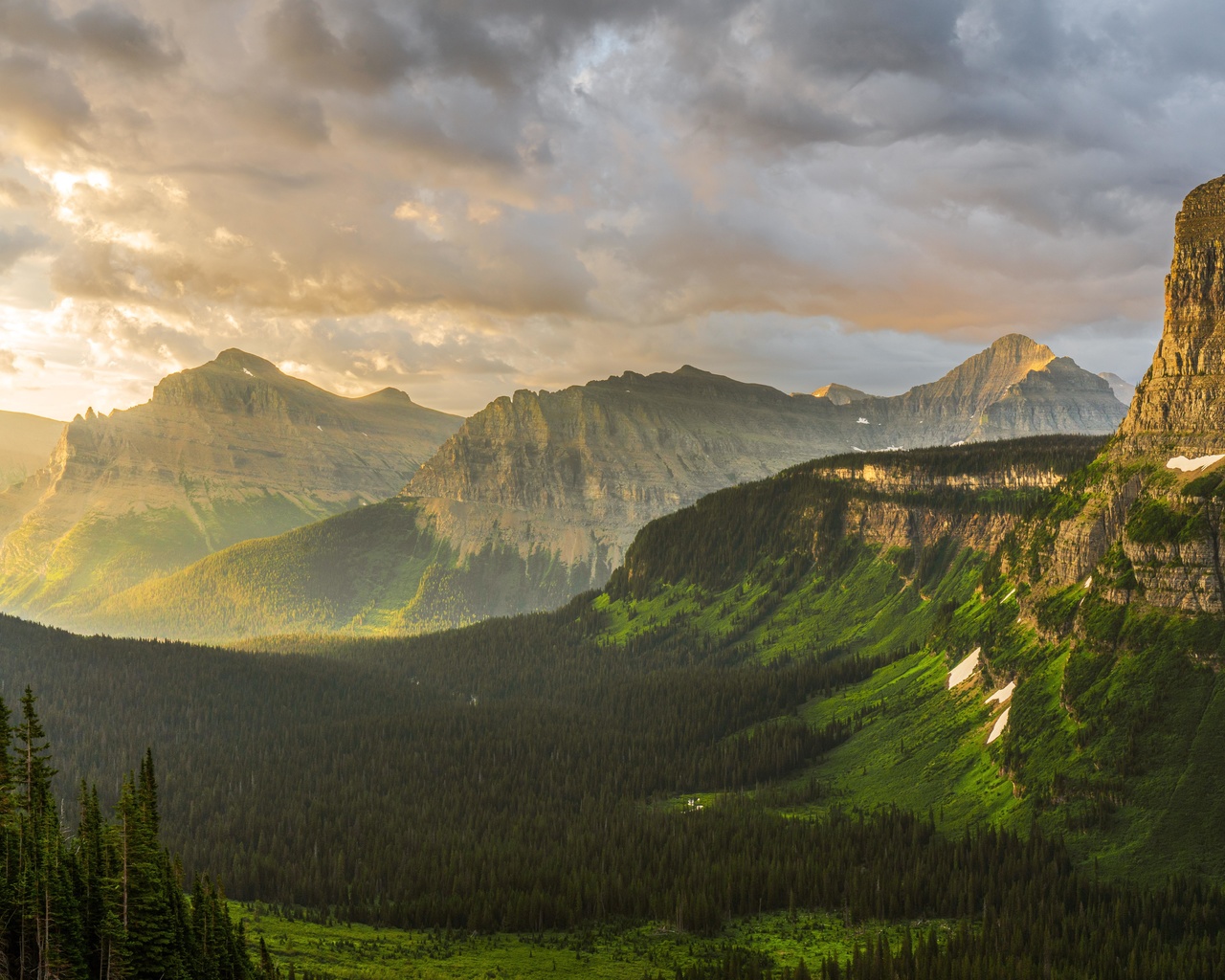 stormy, sunrise, glacier, national park