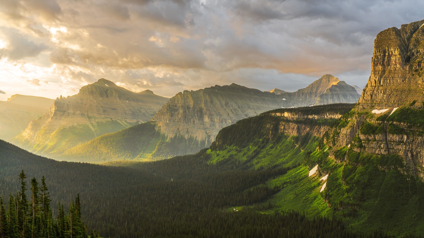 stormy, sunrise, glacier, national park