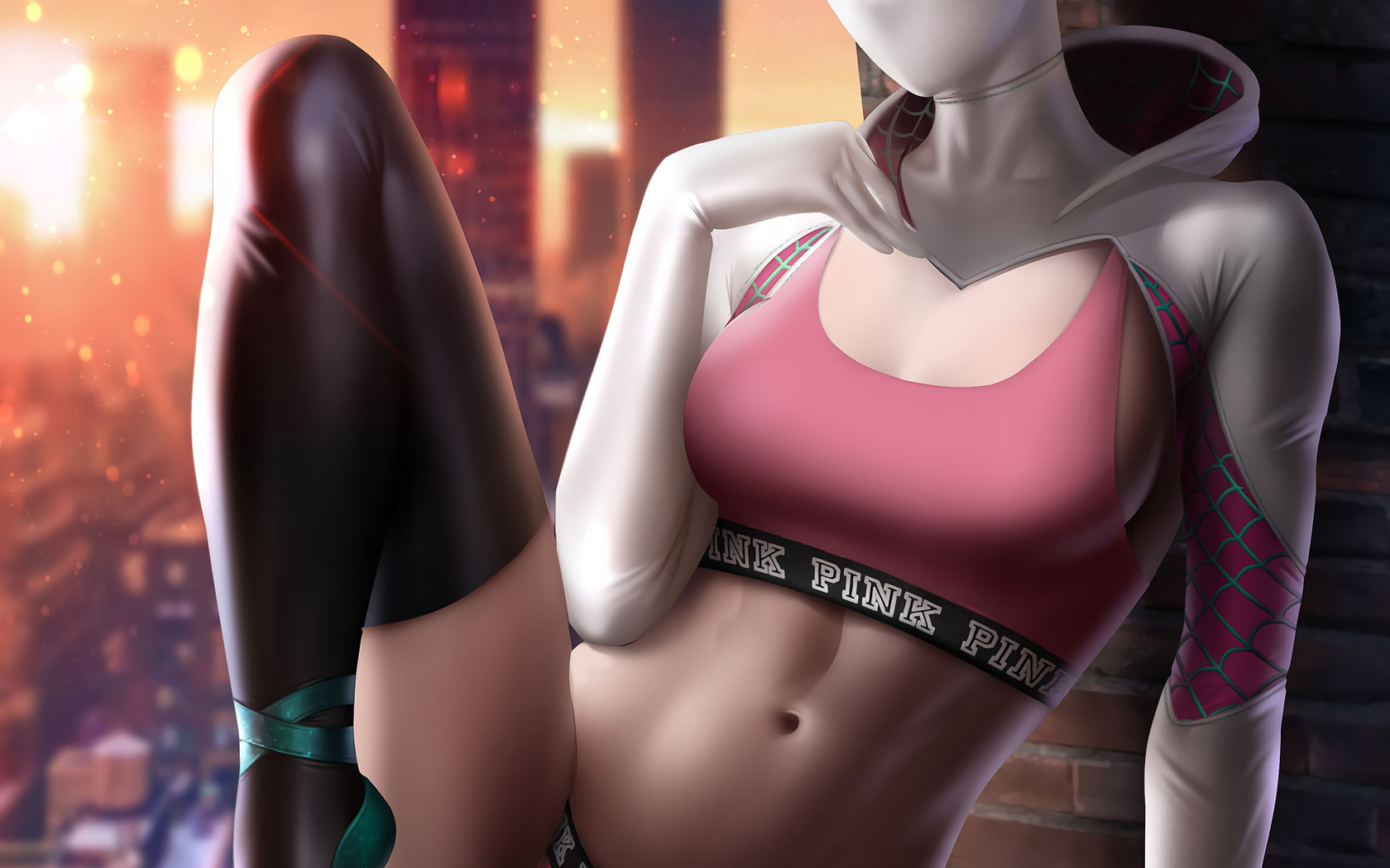 gwen stacy, spider gwen, comic, girls, superheroines, marvel, comics, ass, blonde, spider man, panties, top